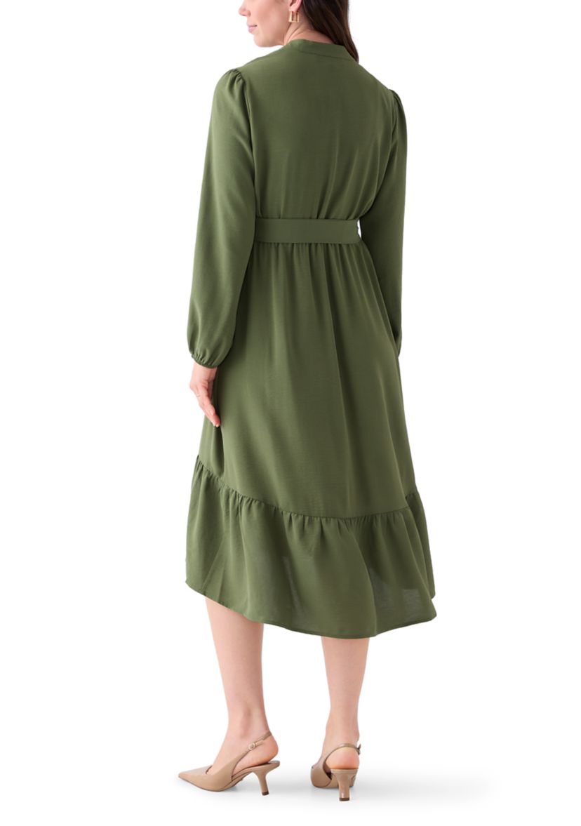 Womens Long Sleeve Airflow Midi Dress