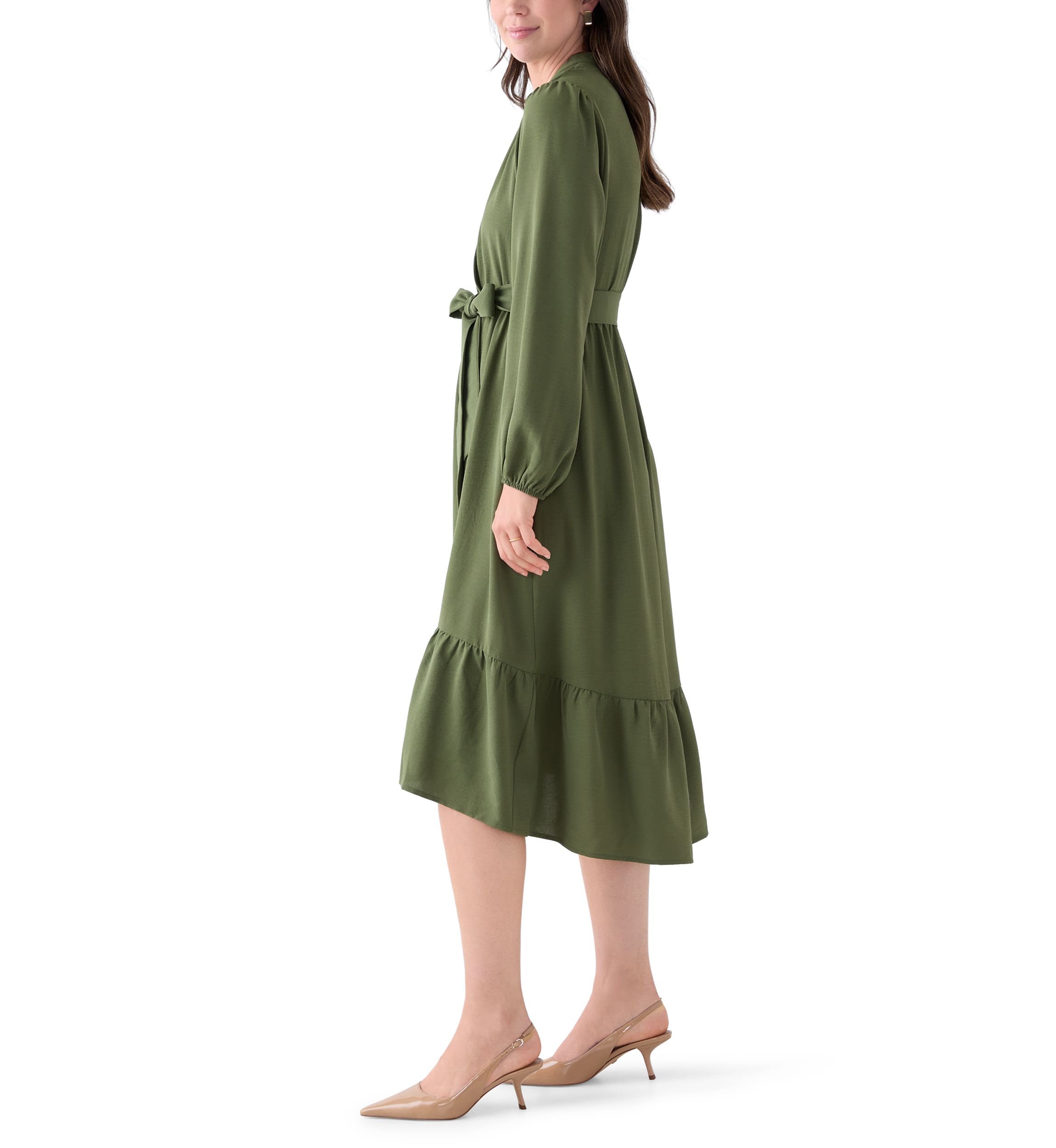 Womens Long Sleeve Airflow Midi Dress
