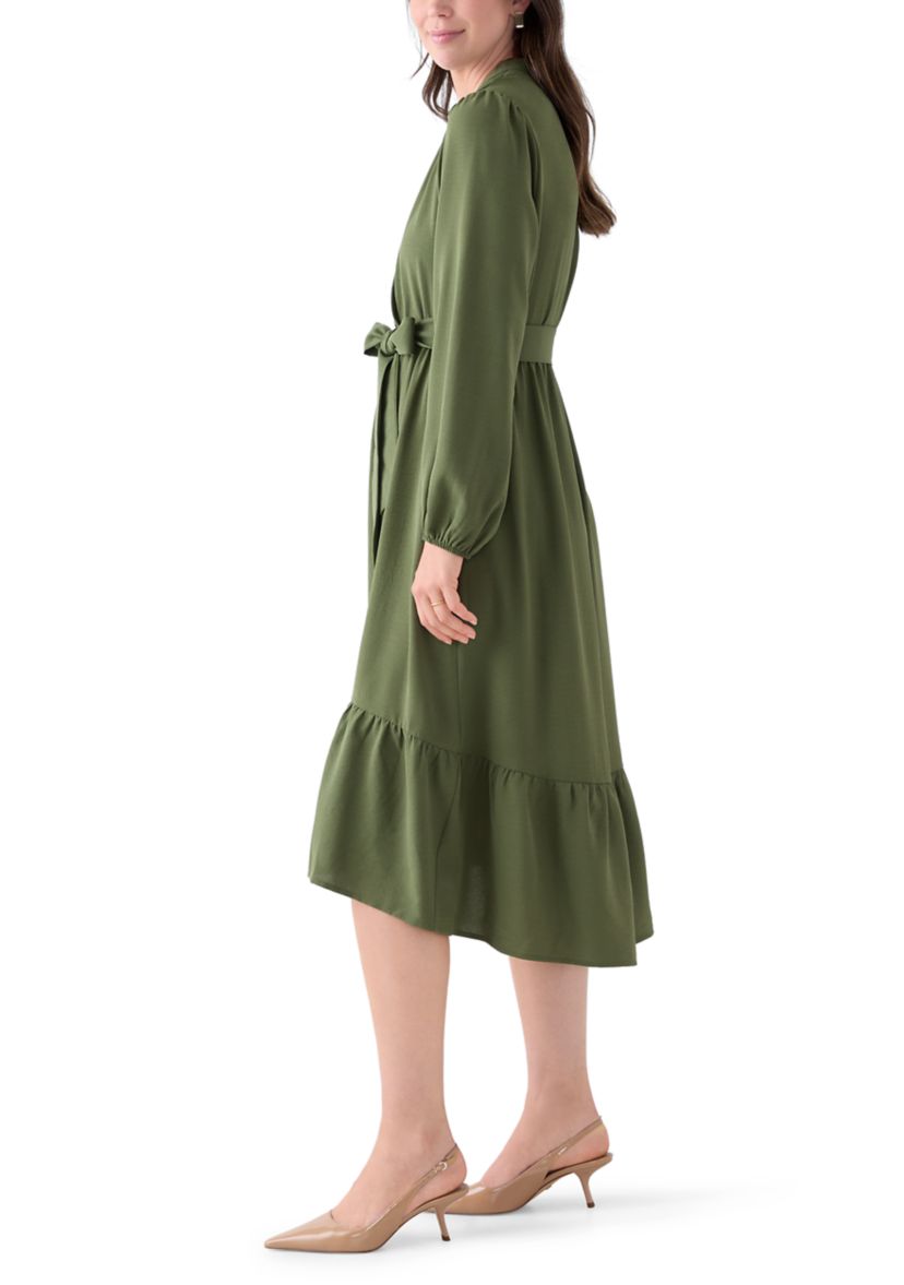 Womens Long Sleeve Airflow Midi Dress