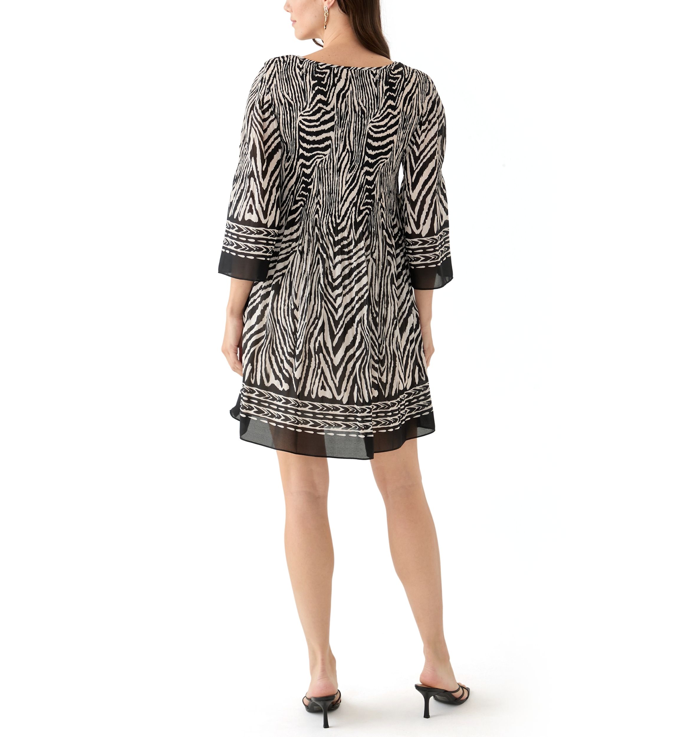 Womens Printed Pleated Mini Dress