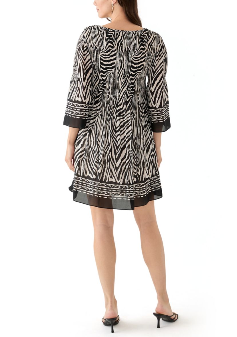 Womens Printed Pleated Mini Dress