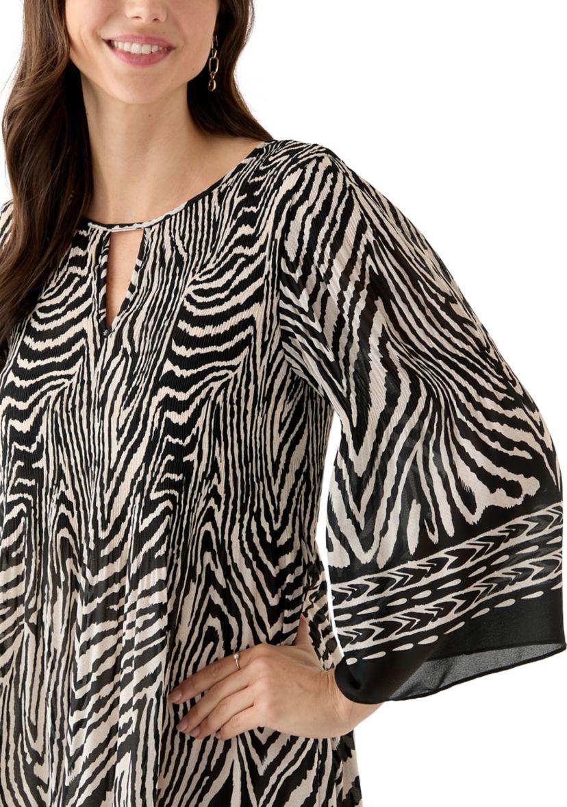 Womens Printed Pleated Mini Dress