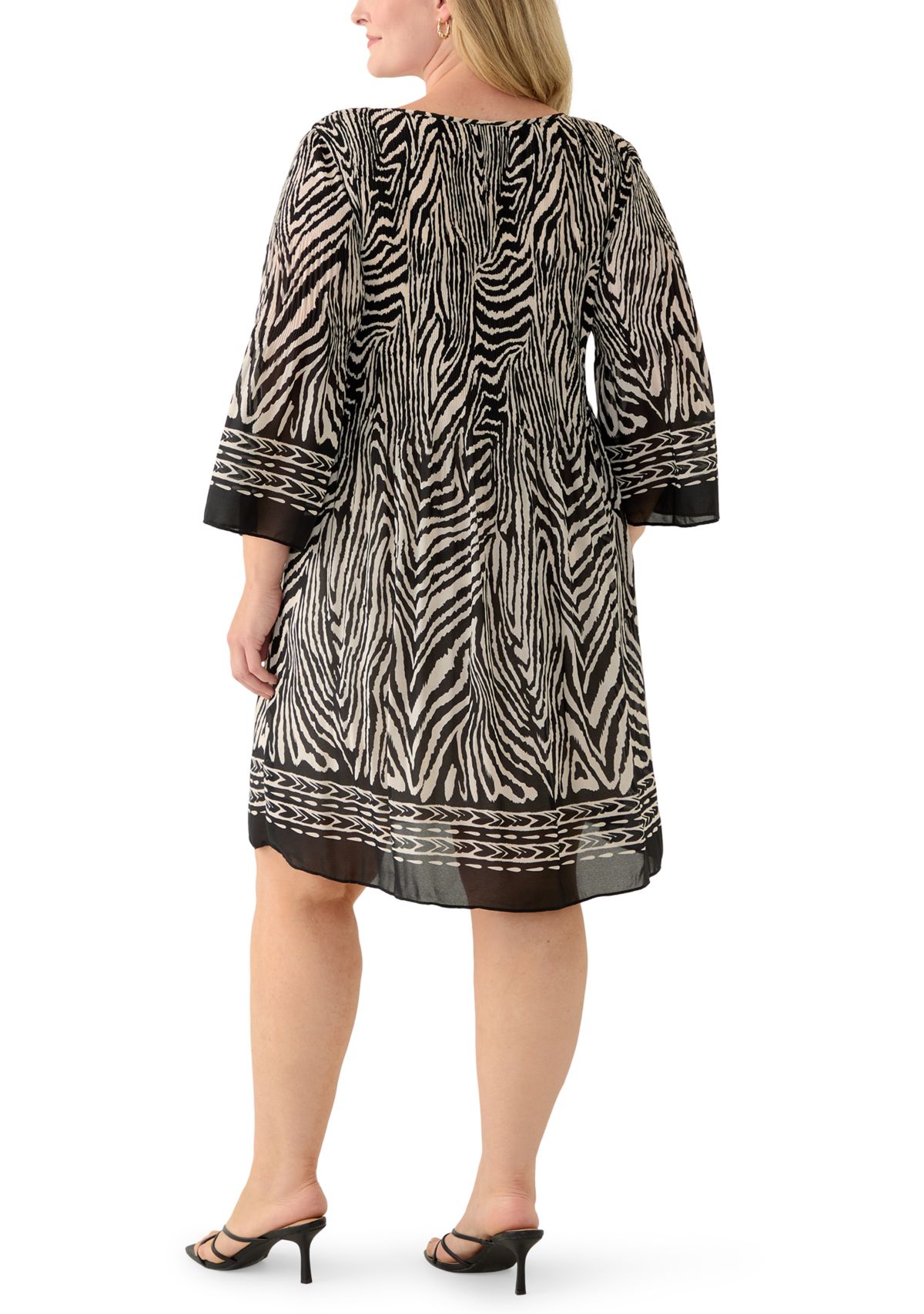 Plus Size Printed Pleated Mini Dress