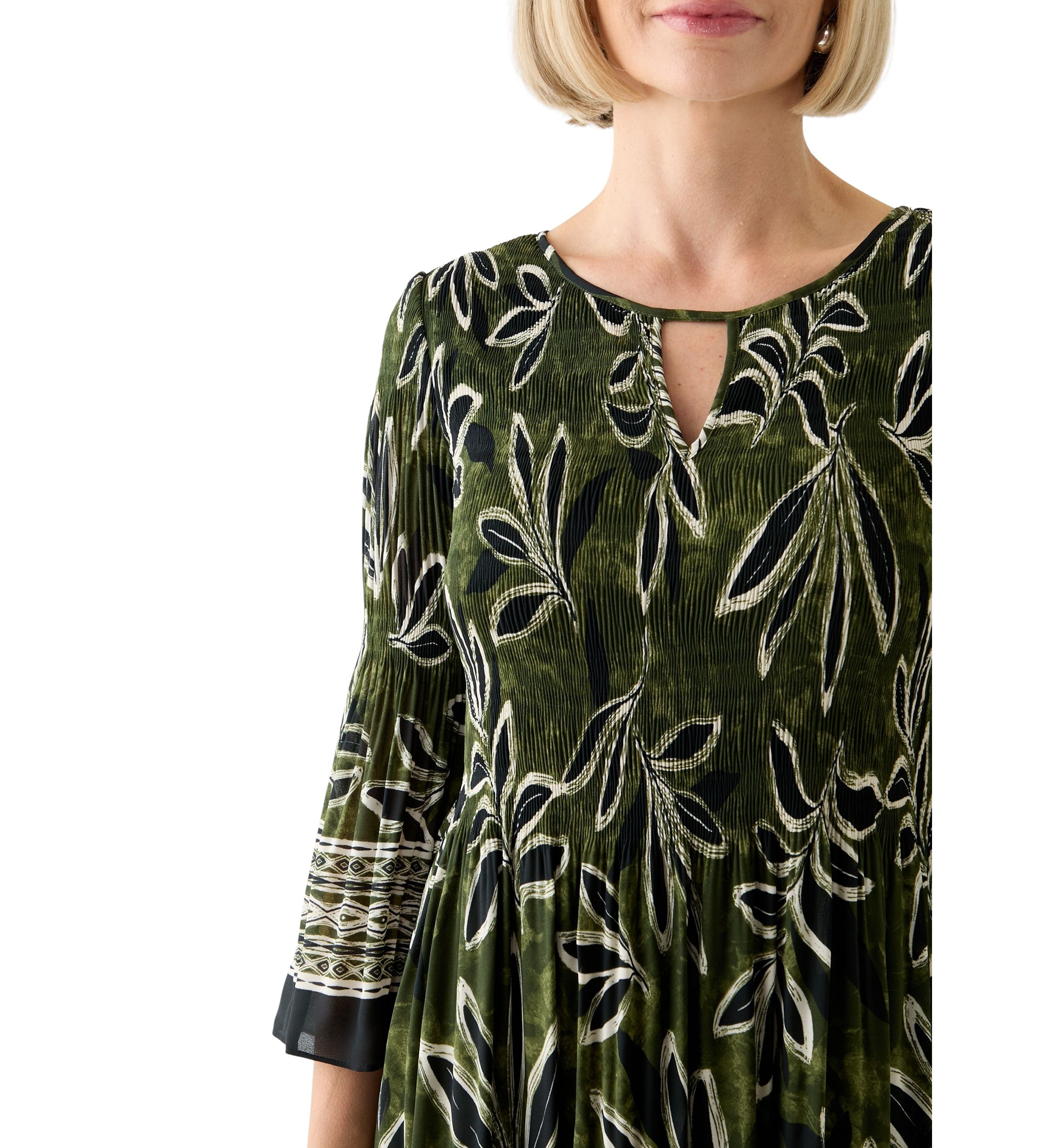 Womens Long Bell Sleeve Pleater Mini Dress