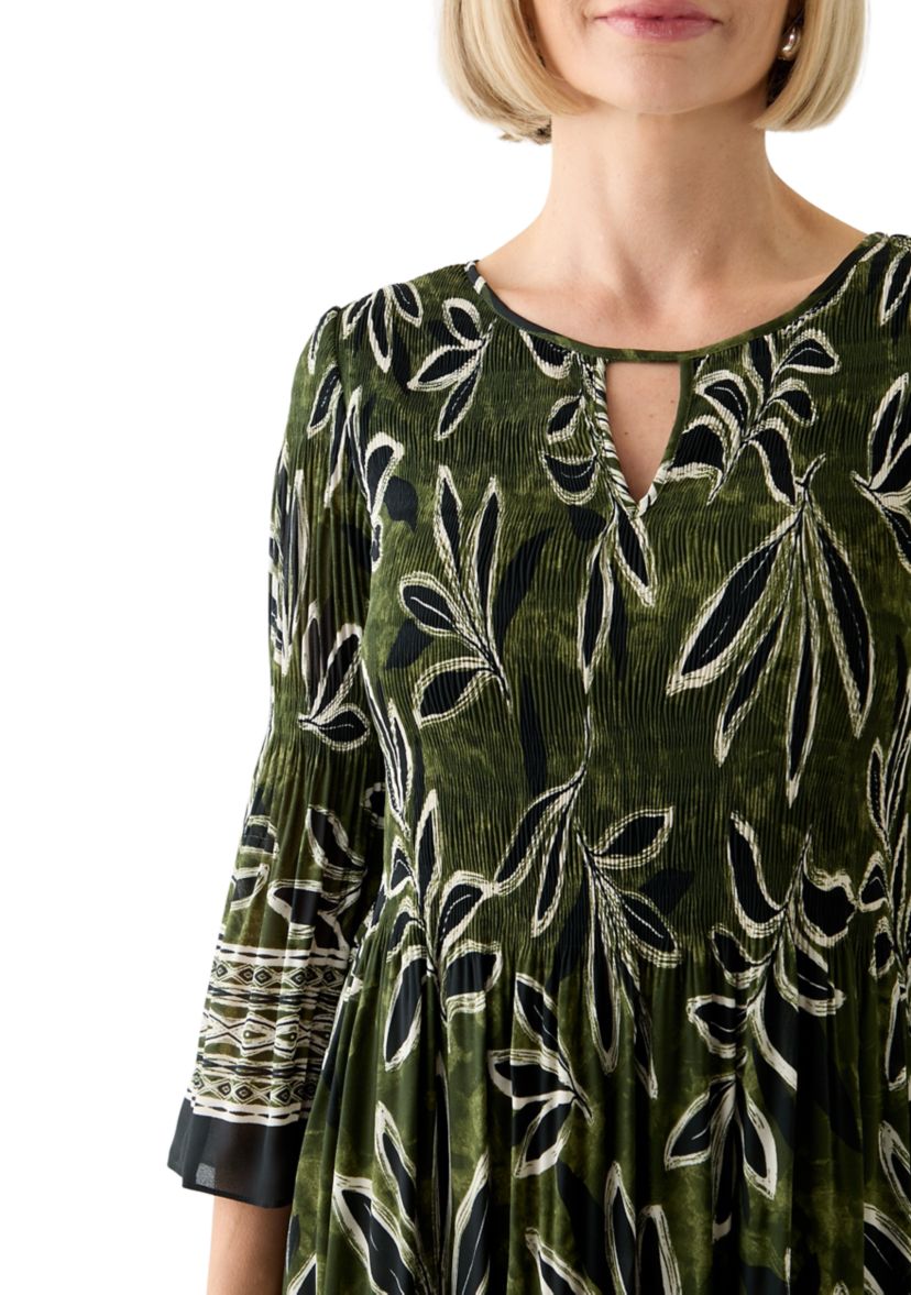 Womens Long Bell Sleeve Pleater Mini Dress