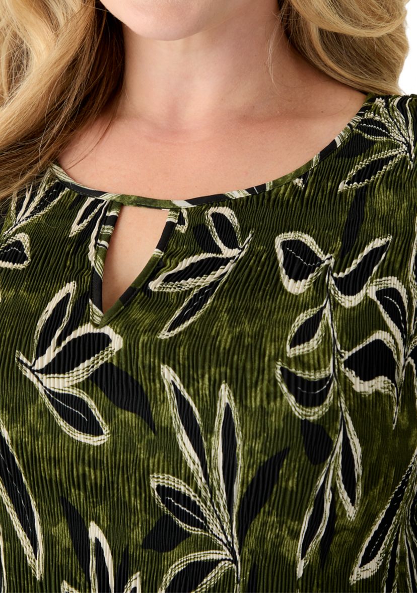 Plus Size Long Bell Sleeve Pleater Mini Dress