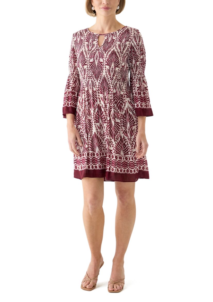   Womens Long Bell Sleeve Pleater Mini Dress 