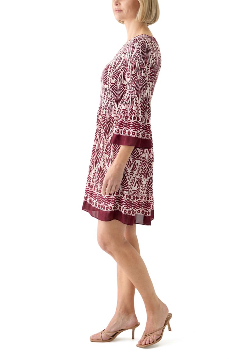   Womens Long Bell Sleeve Pleater Mini Dress 