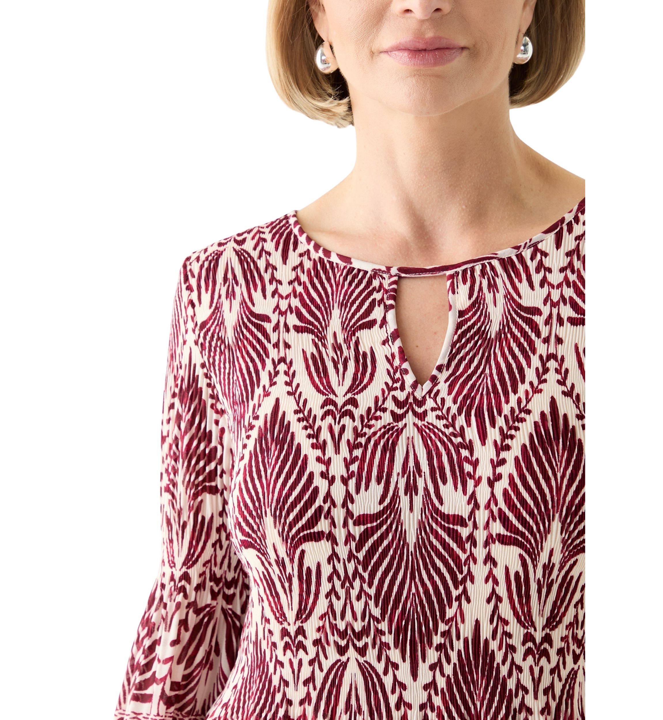   Womens Long Bell Sleeve Pleater Mini Dress 