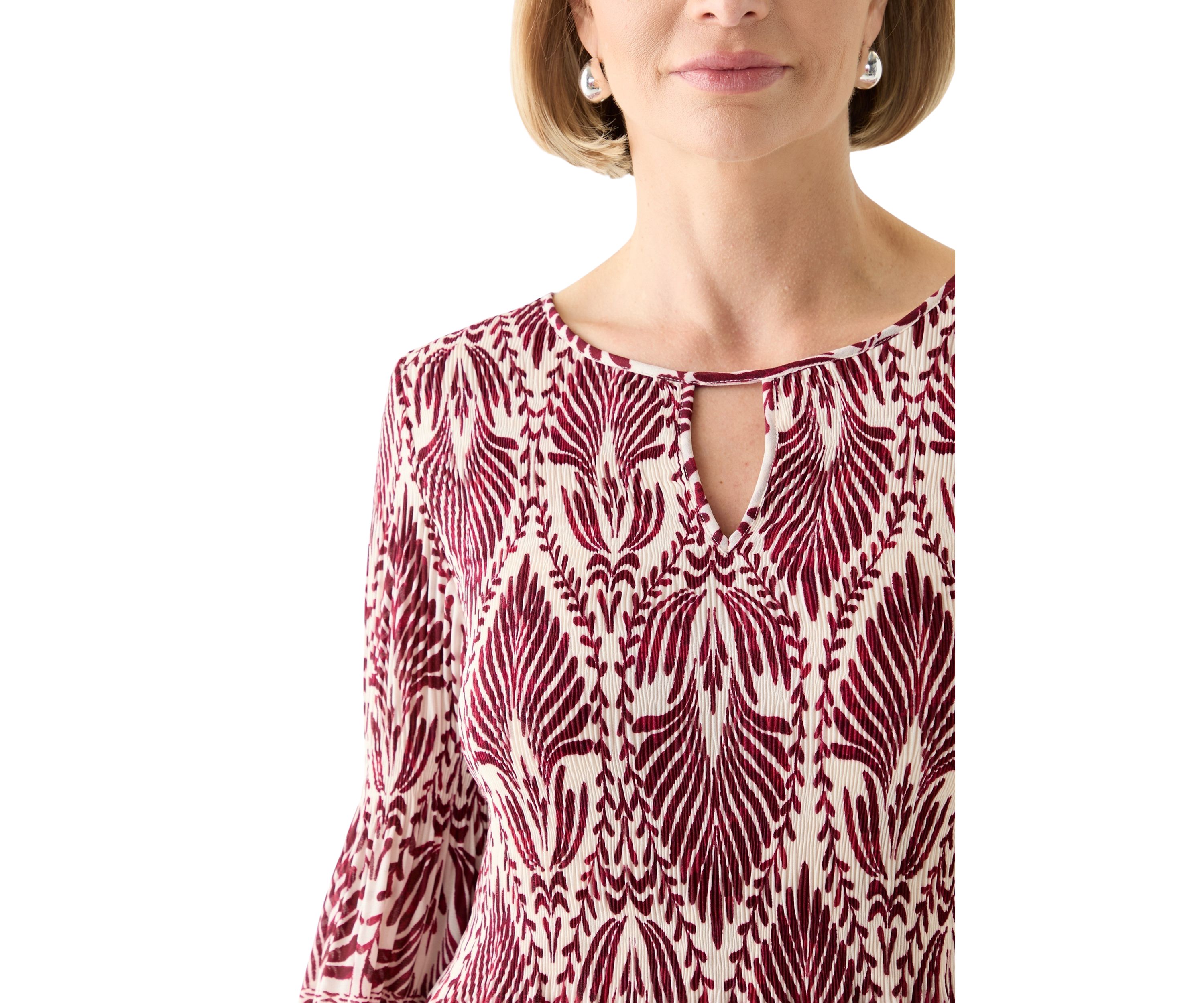   Womens Long Bell Sleeve Pleater Mini Dress 
