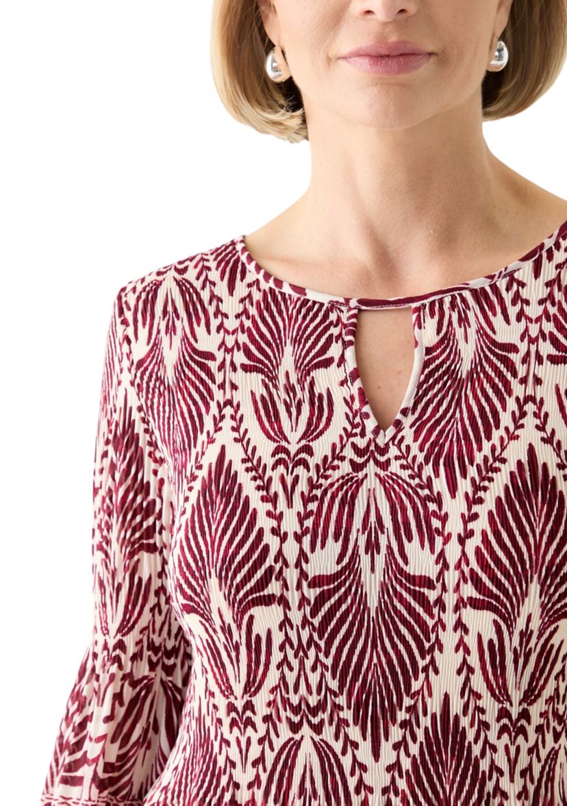   Womens Long Bell Sleeve Pleater Mini Dress 