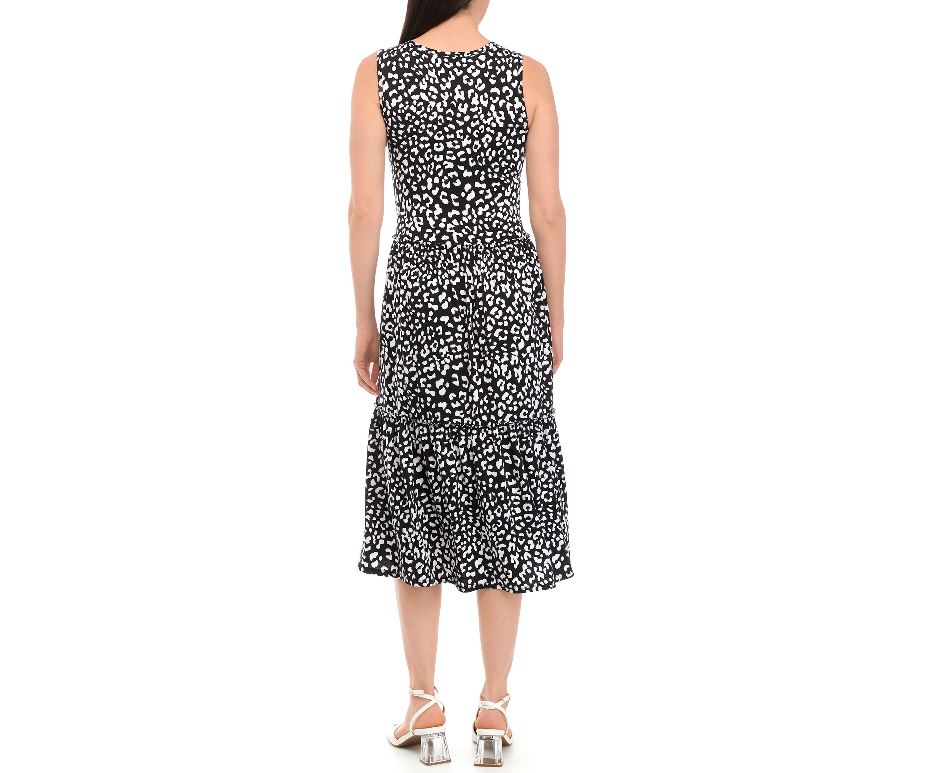 Womens Sleeveless Animal Printed Midi Dress
