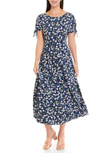 Emma & Michelle Women's Short Tie Sleeve Floral Print Midi Dress | belk