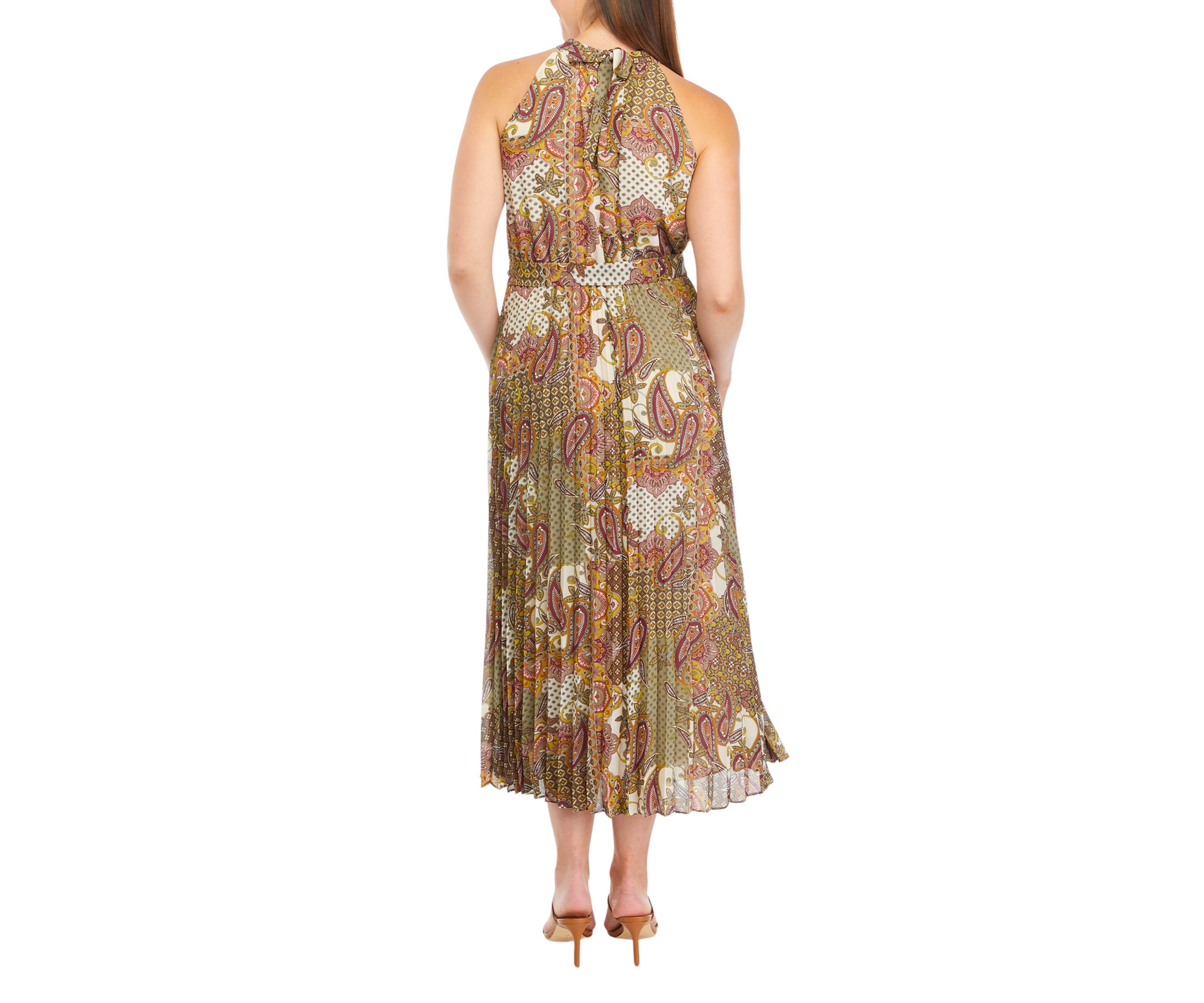 Womens Sleeveless Halter Scarf Dress