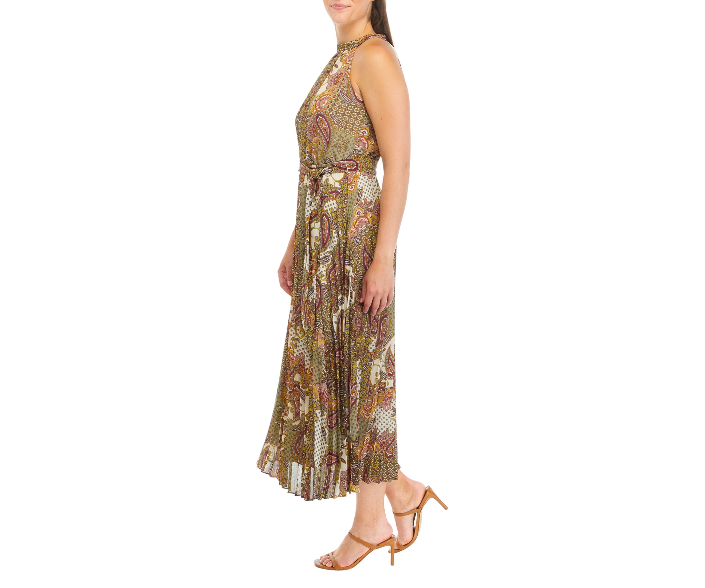 Womens Sleeveless Halter Scarf Dress