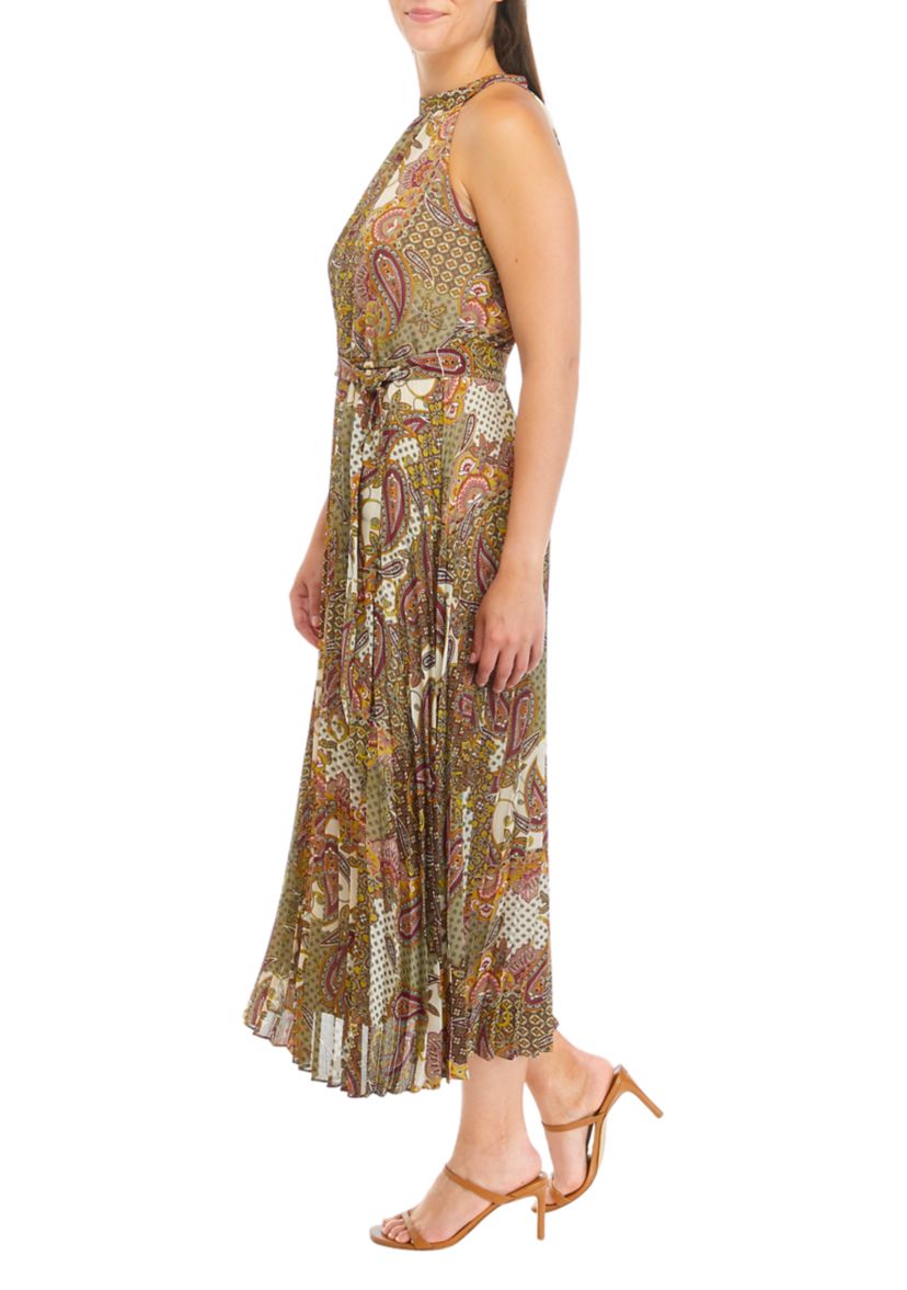 Womens Sleeveless Halter Scarf Dress