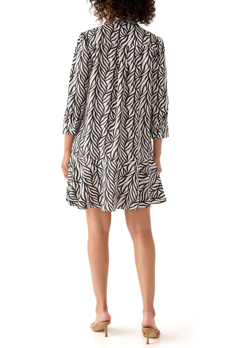 Womens 3/4 Sleeve Ruffle Hem Mini Dress