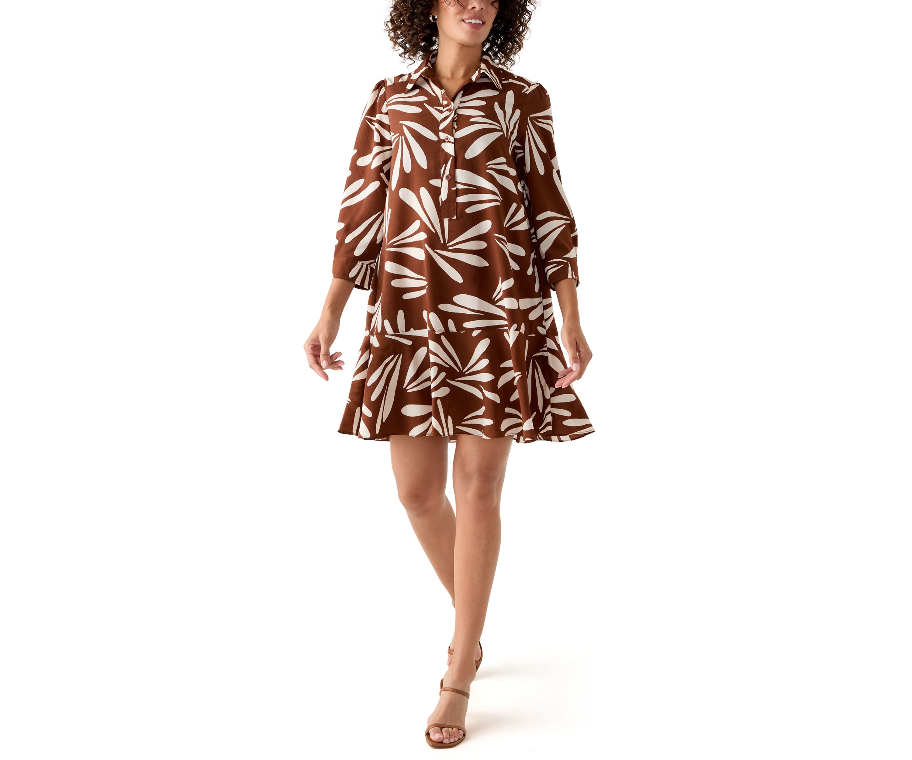 Womens Long Sleeve Ruffle Hem Mini Dress
