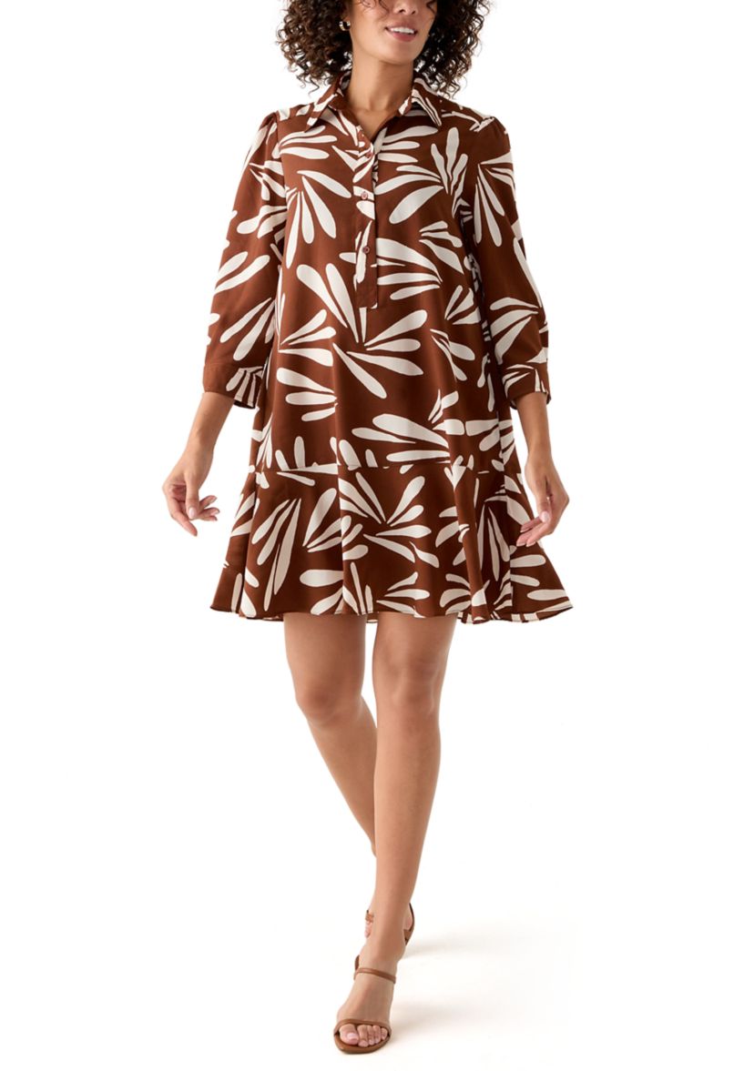 Womens Long Sleeve Ruffle Hem Mini Dress