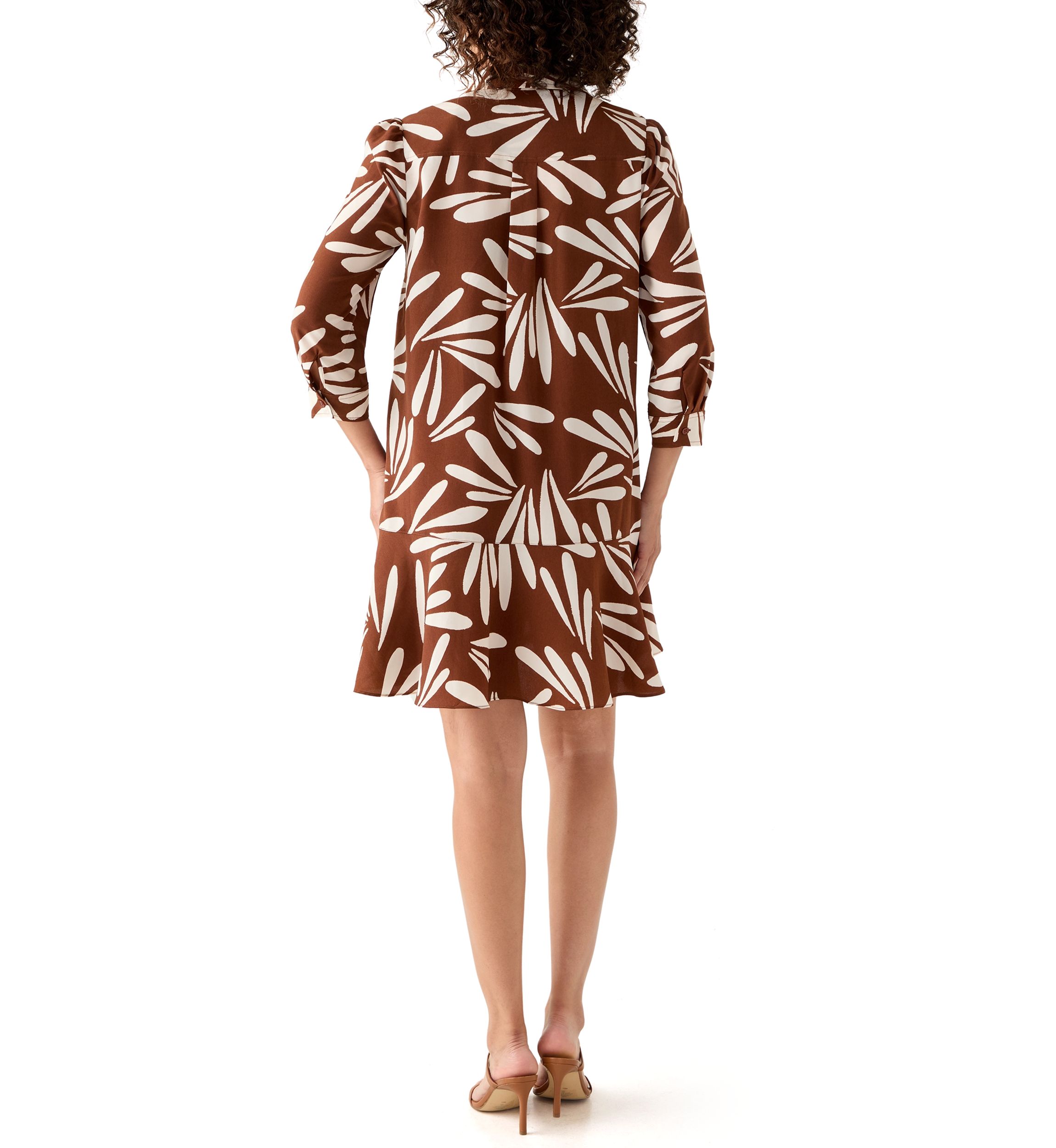 Womens Long Sleeve Ruffle Hem Mini Dress