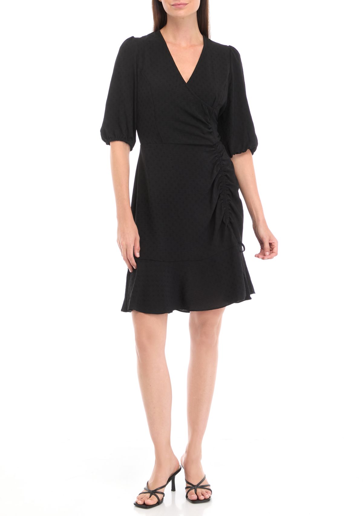 Womens V-Neck Airflow Jacquard Fit and Flare Dress