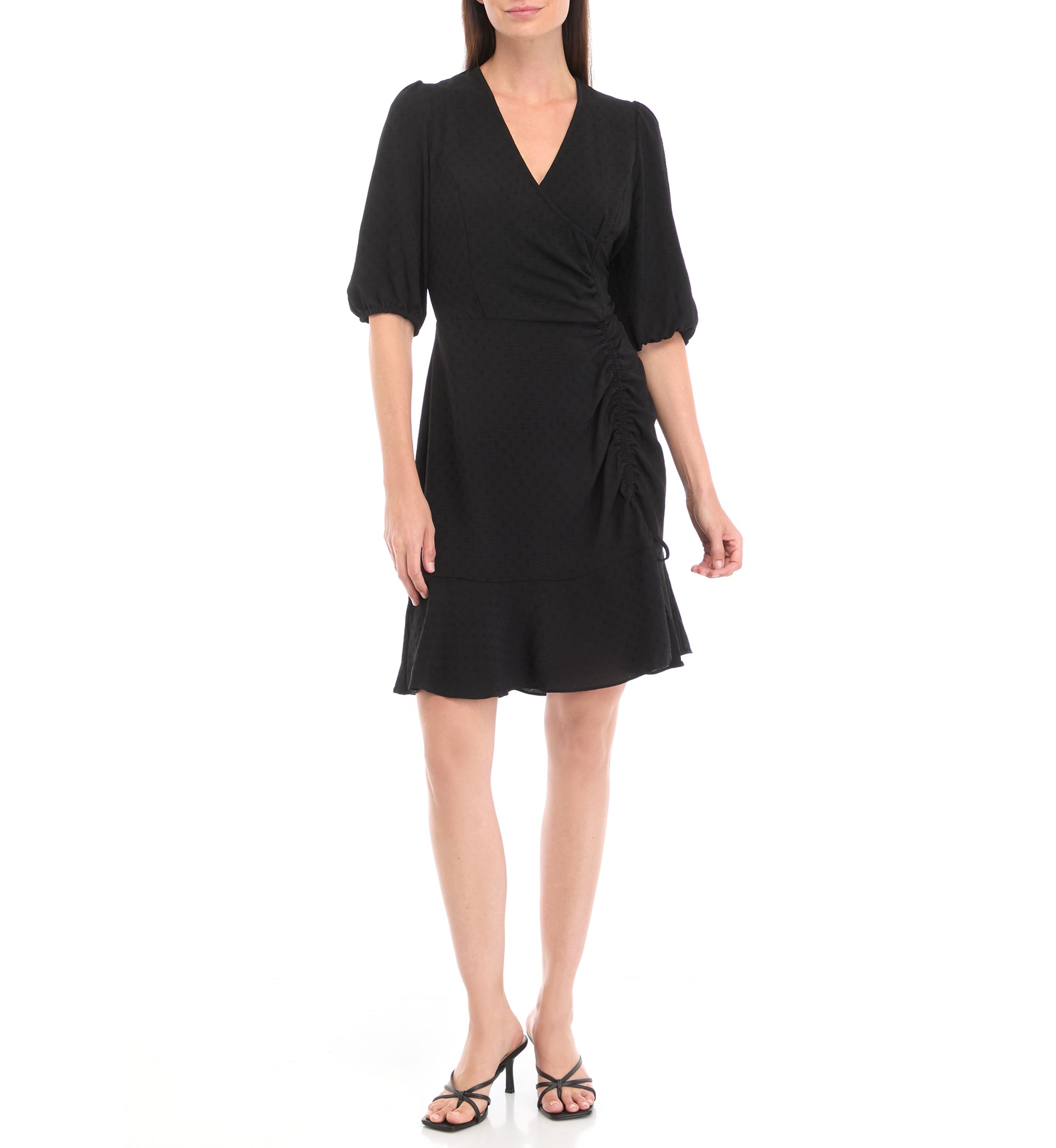 Womens V-Neck Airflow Jacquard Fit and Flare Dress
