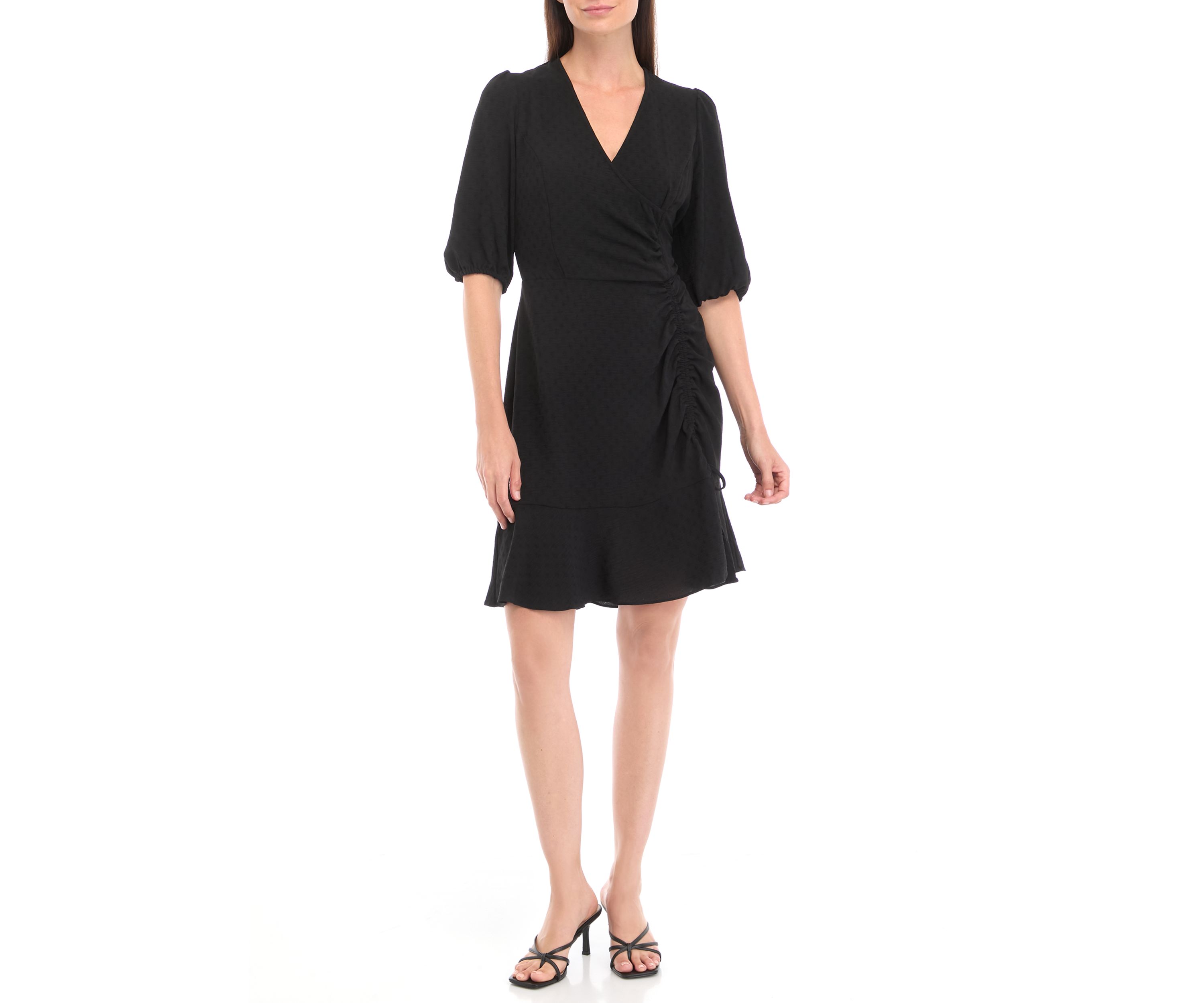 Womens V-Neck Airflow Jacquard Fit and Flare Dress