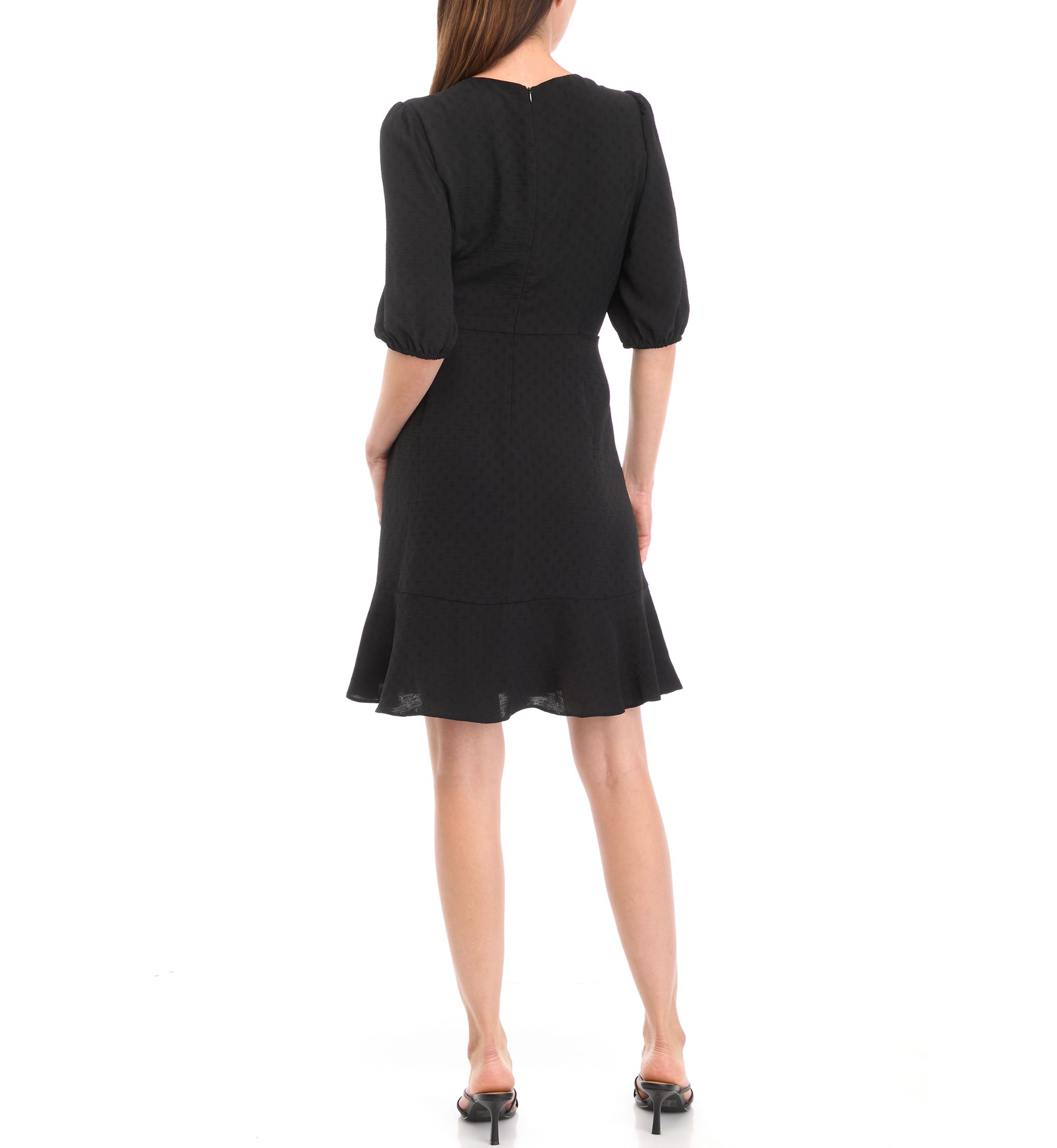 Womens V-Neck Airflow Jacquard Fit and Flare Dress