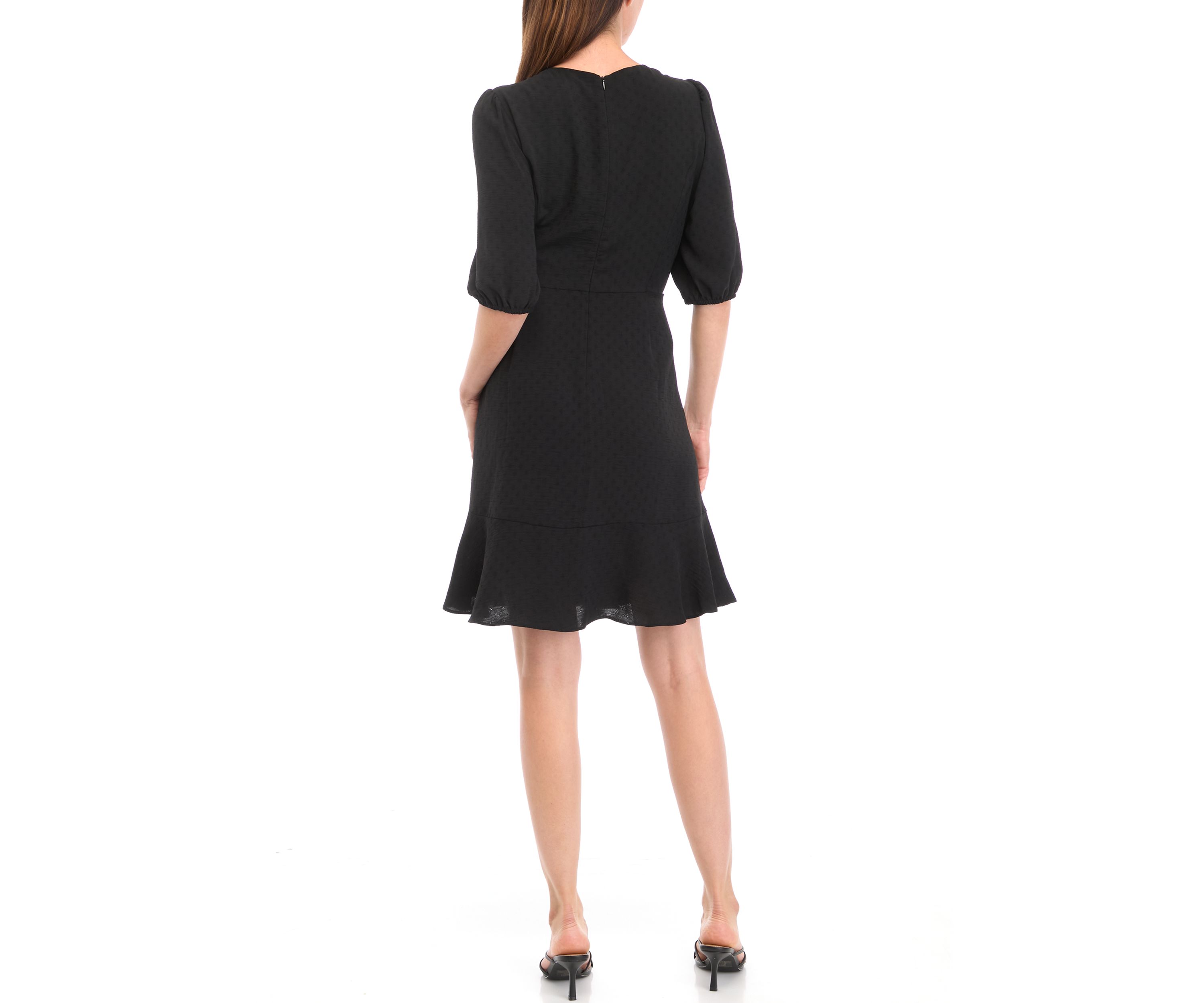 Womens V-Neck Airflow Jacquard Fit and Flare Dress