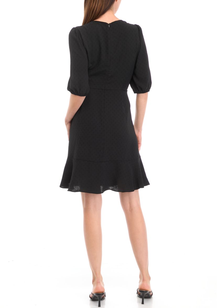 Womens V-Neck Airflow Jacquard Fit and Flare Dress