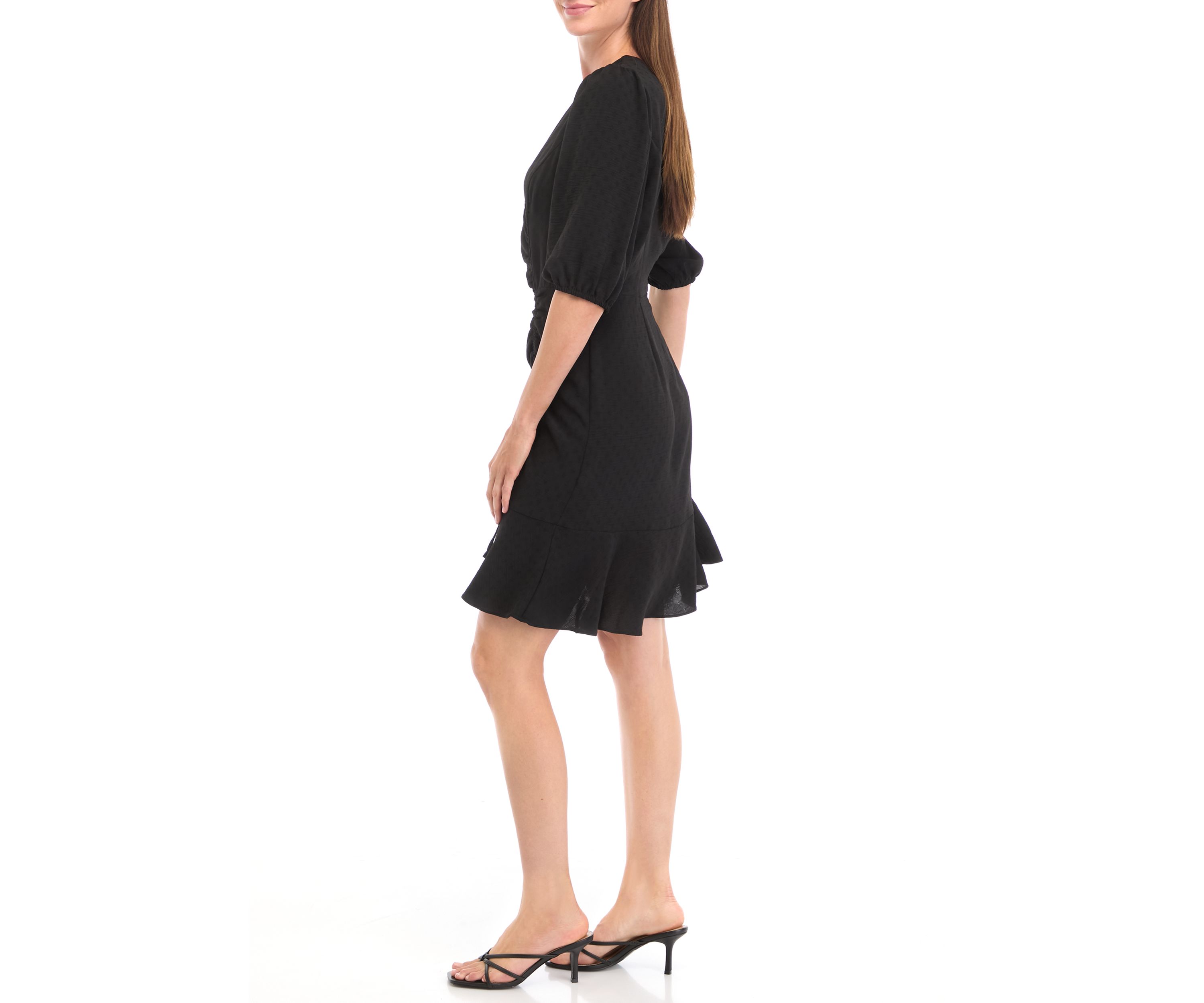 Womens V-Neck Airflow Jacquard Fit and Flare Dress