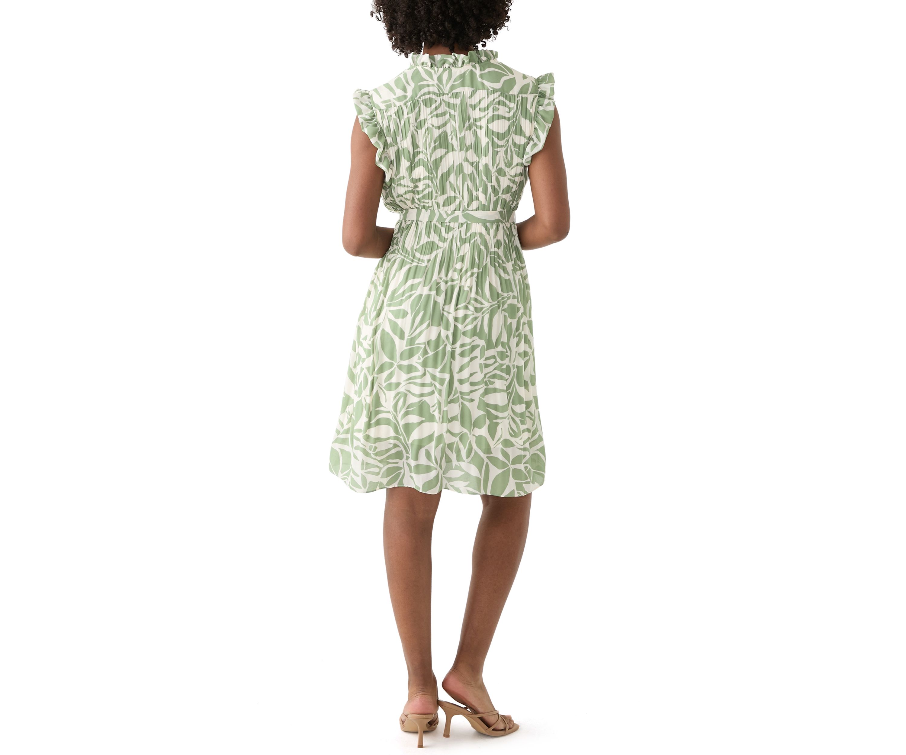 Womens Leaf Printed A-Line Dress
