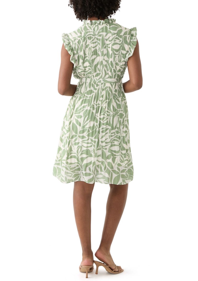 Womens Leaf Printed A-Line Dress