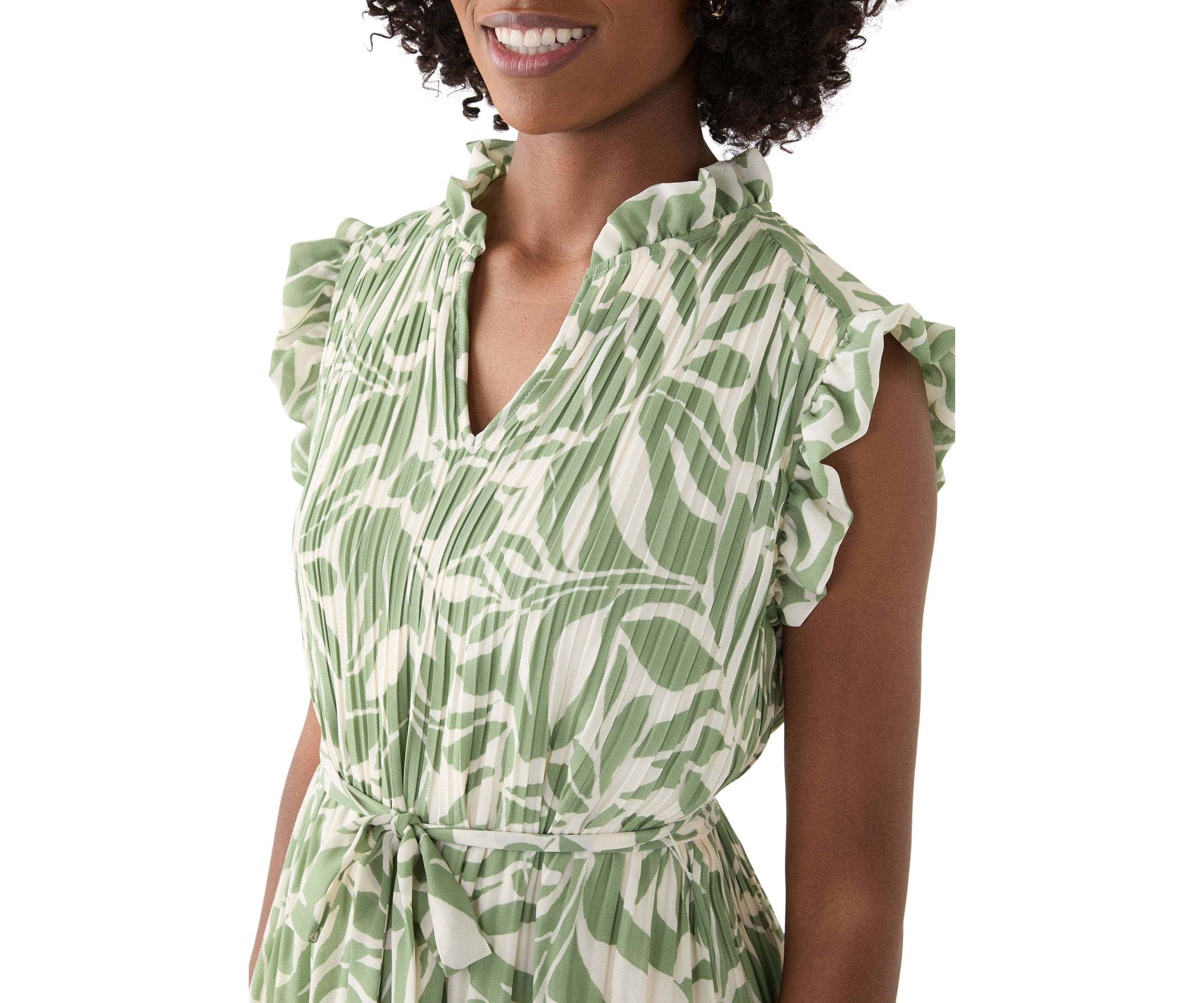 Womens Leaf Printed A-Line Dress