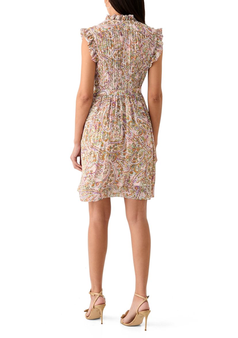 Womens Sleeveless Mock Neck Ditsy Floral Shift Dress