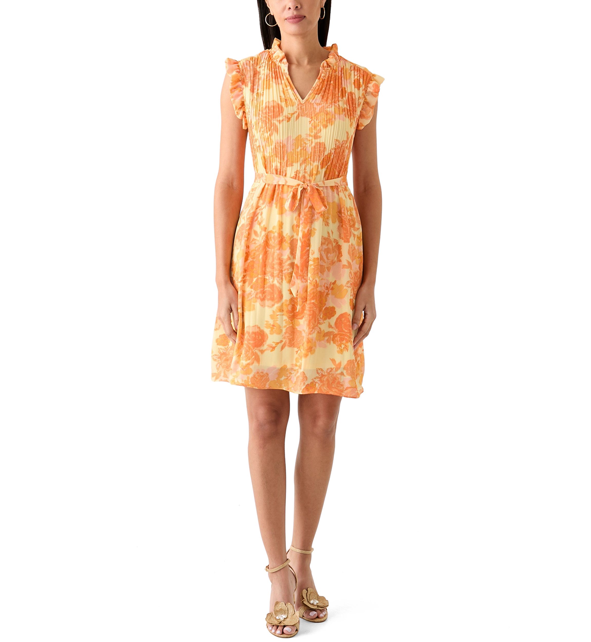 Womens Sleeveless Mock Neck Floral Printed Dress
