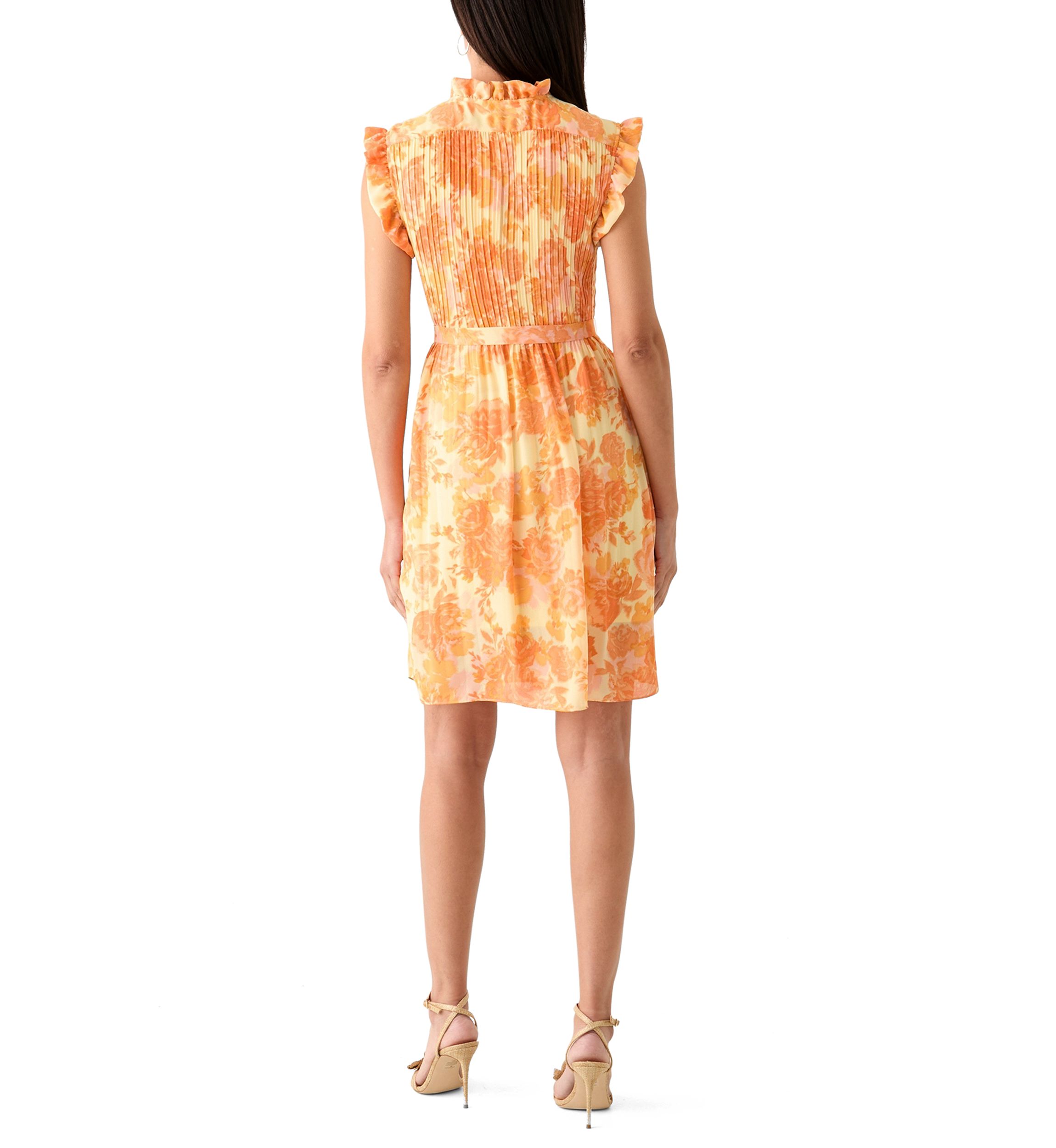 Womens Sleeveless Mock Neck Floral Printed Dress