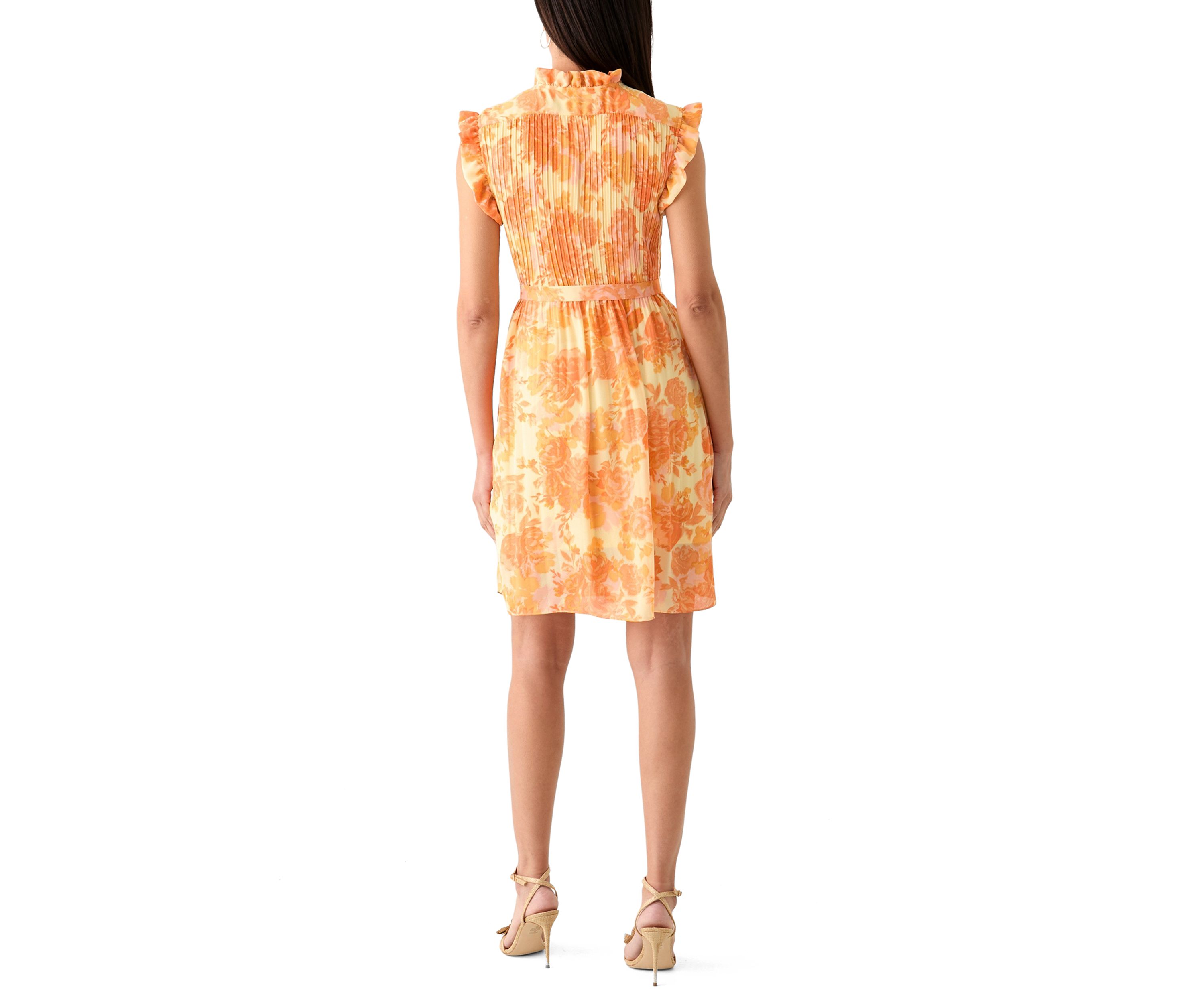 Womens Sleeveless Mock Neck Floral Printed Dress