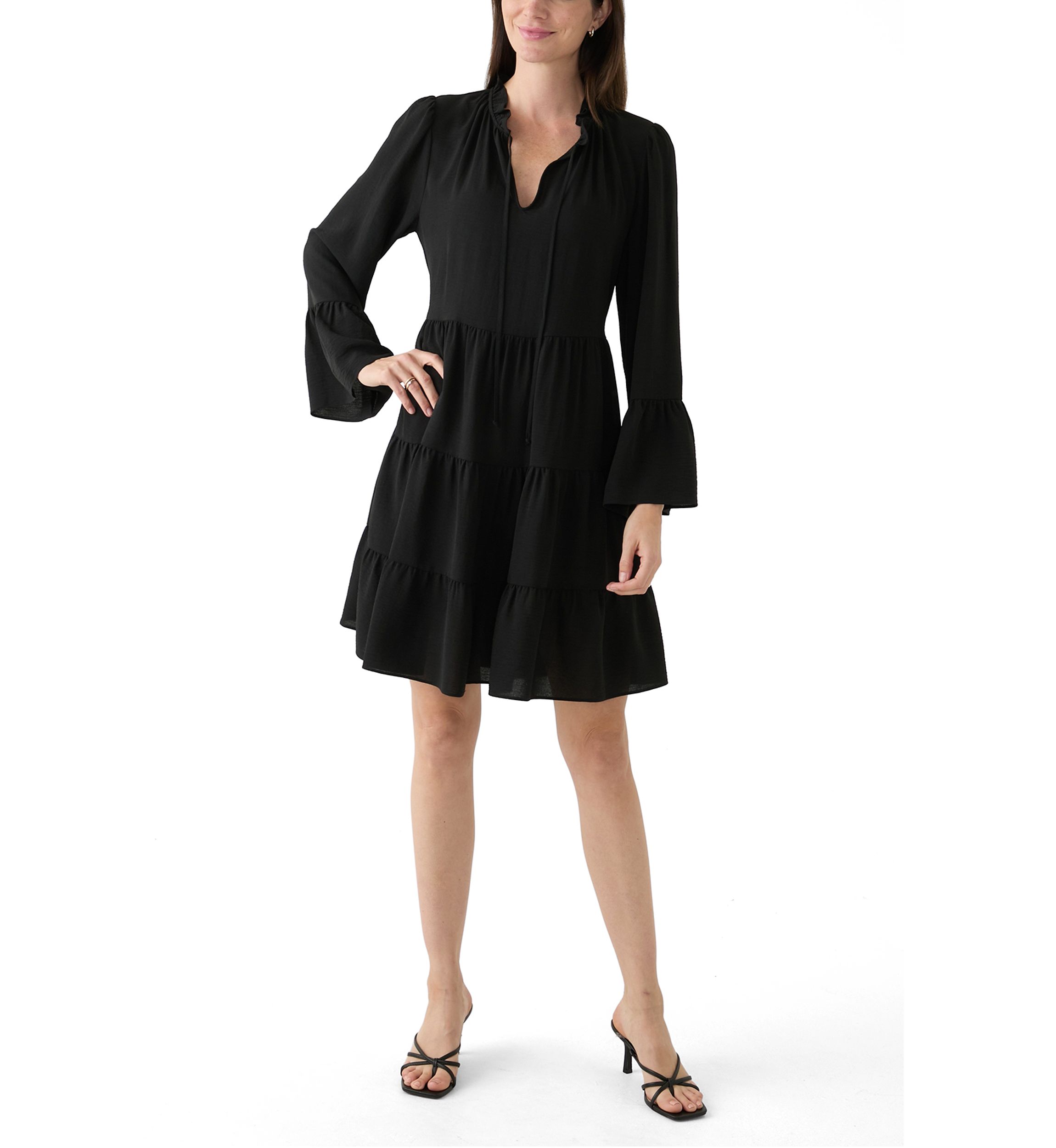 Womens Long Sleeve Tie Neck Dress