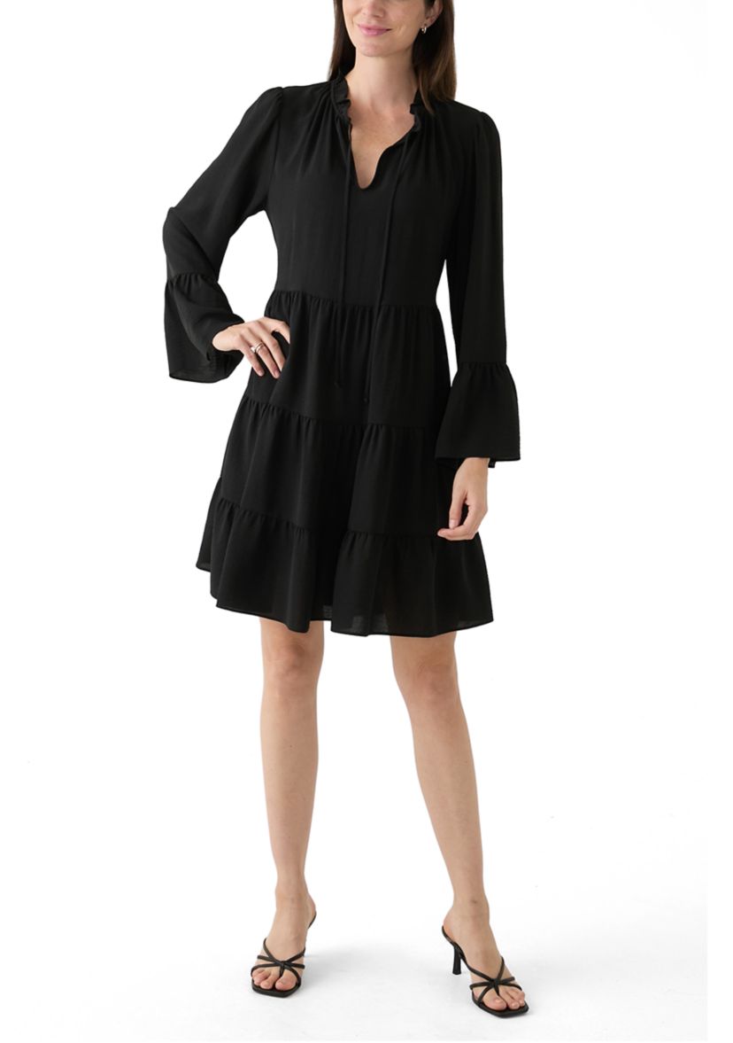 Womens Long Sleeve Tie Neck Dress