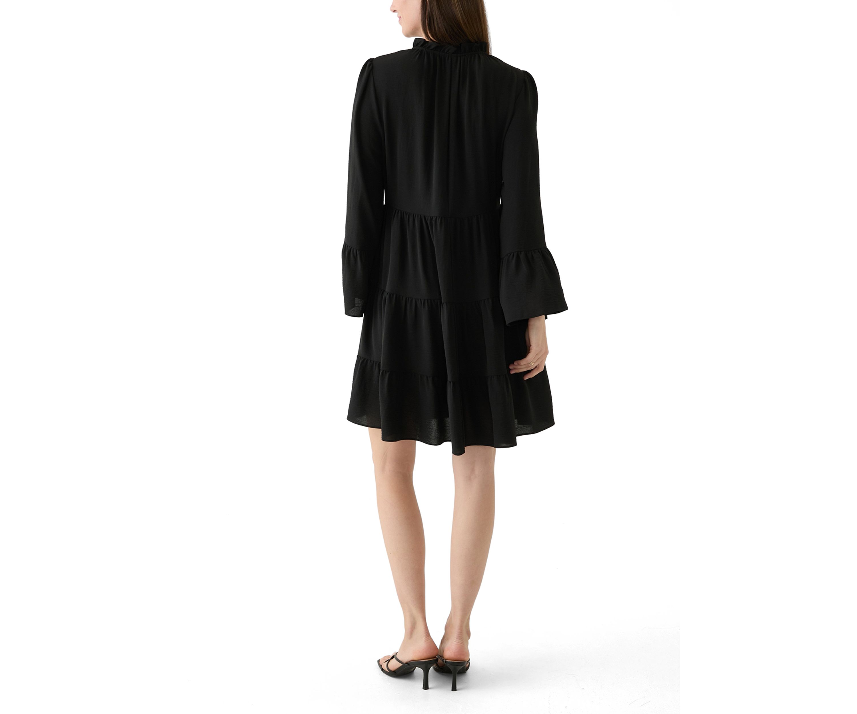 Womens Long Sleeve Tie Neck Dress