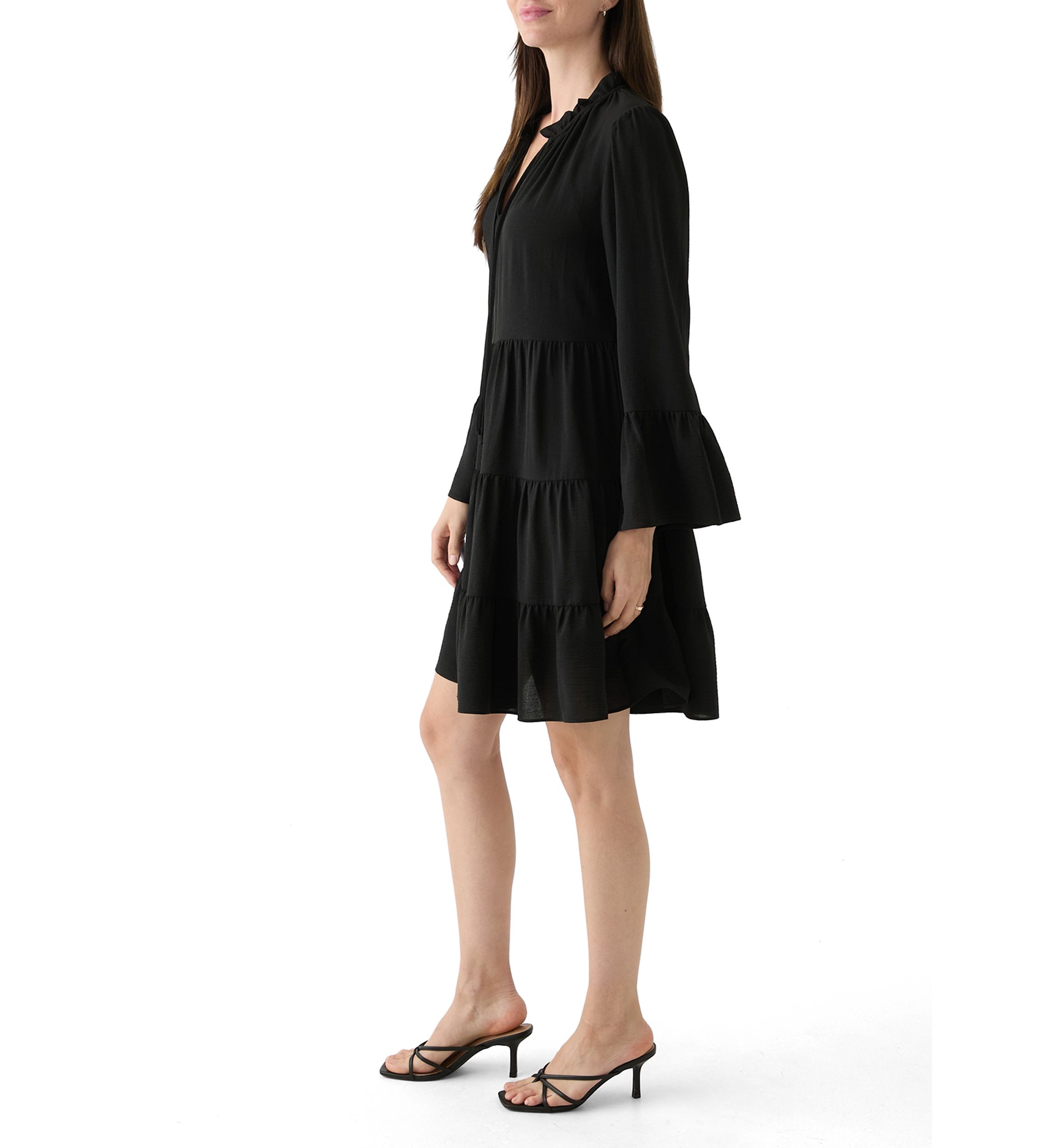 Womens Long Sleeve Tie Neck Dress