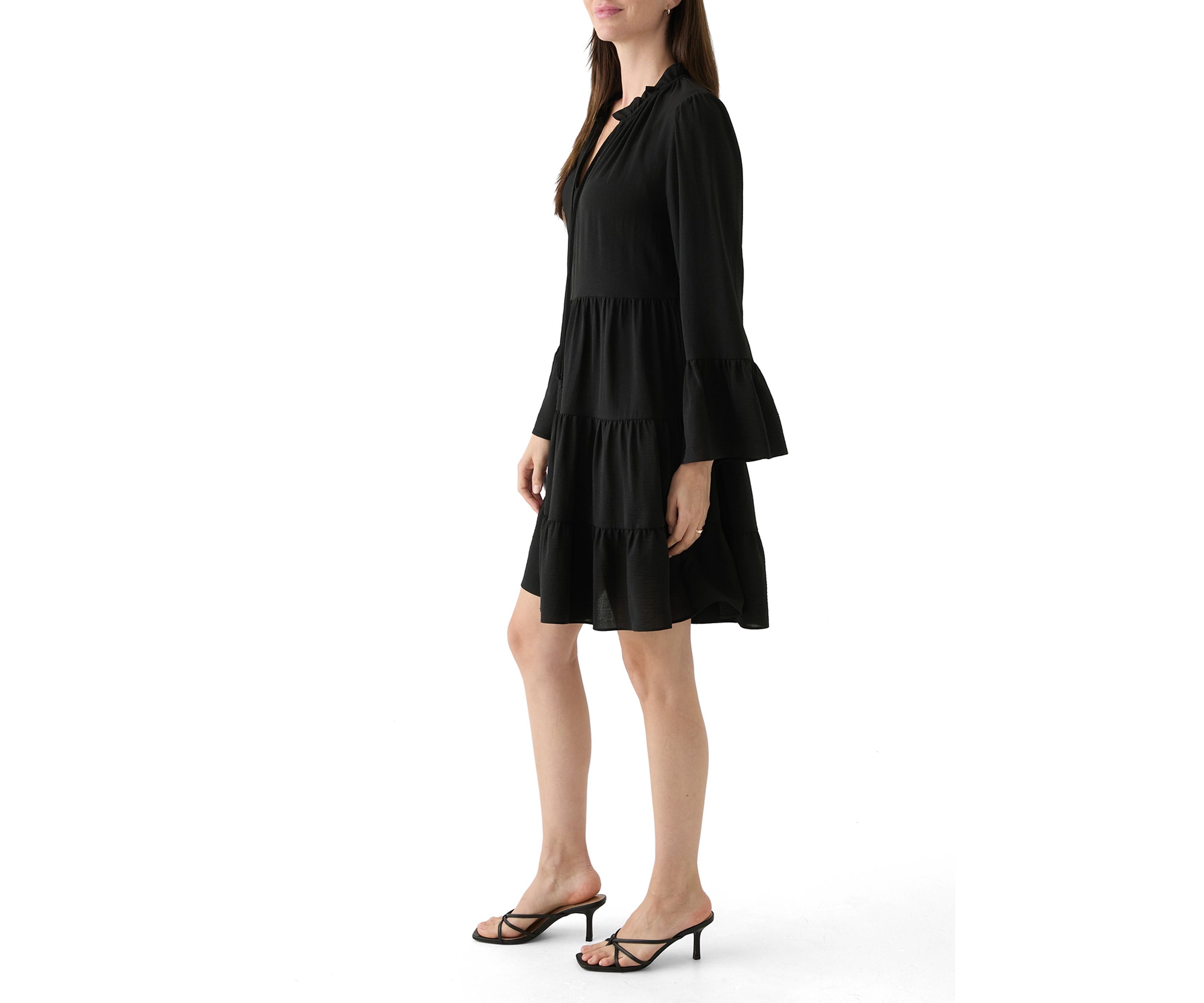 Womens Long Sleeve Tie Neck Dress