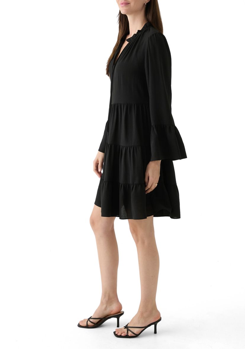 Womens Long Sleeve Tie Neck Dress