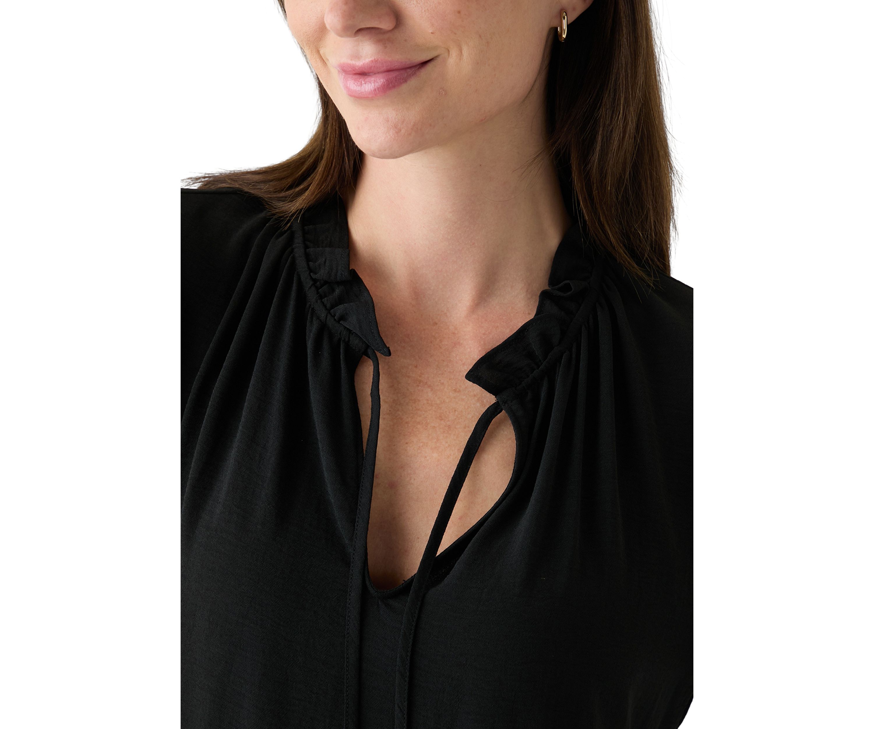 Womens Long Sleeve Tie Neck Dress