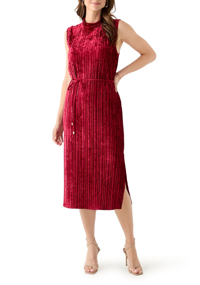 Womens Sleeveless Velvet Midi Dress