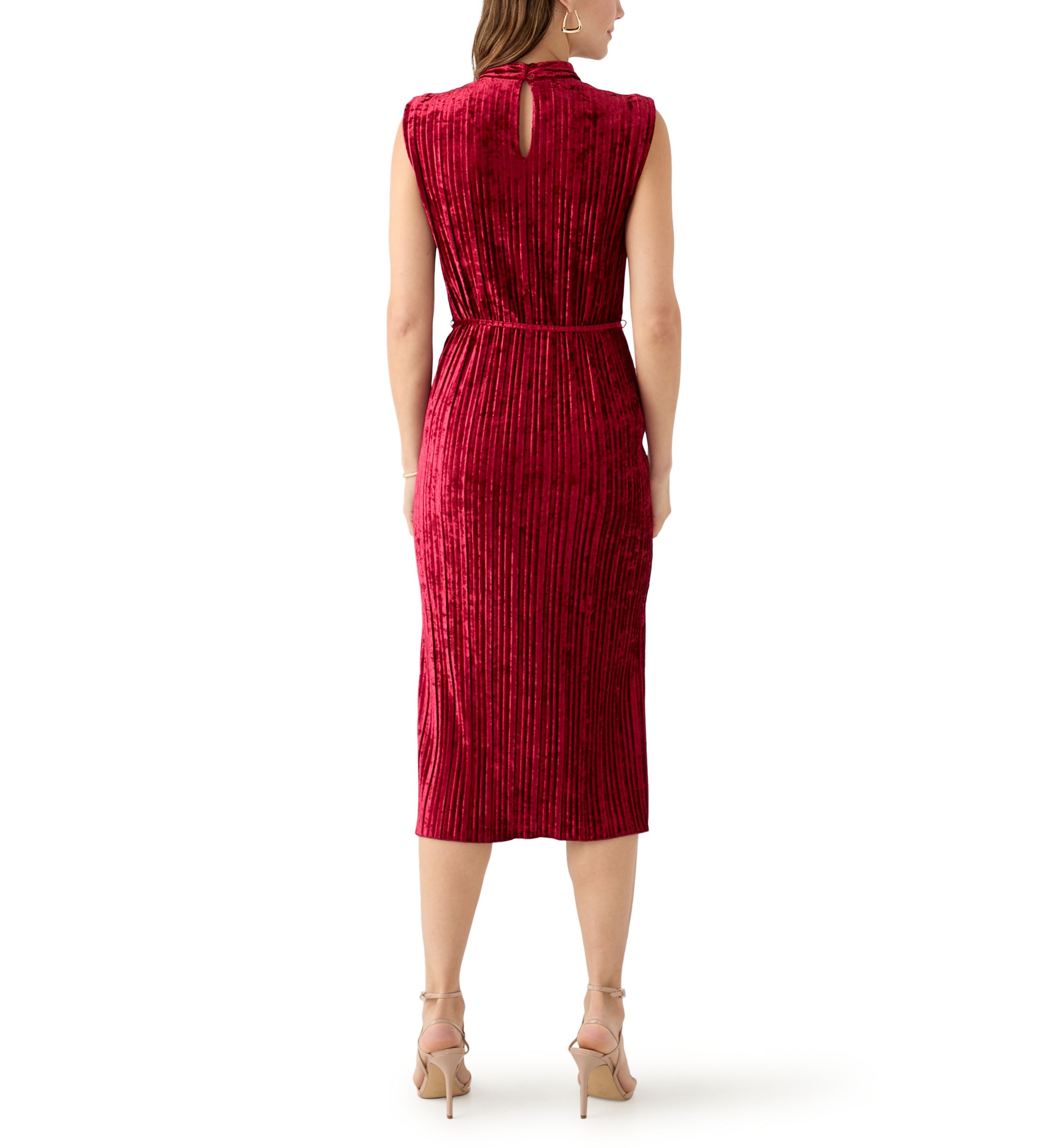 Womens Sleeveless Velvet Midi Dress