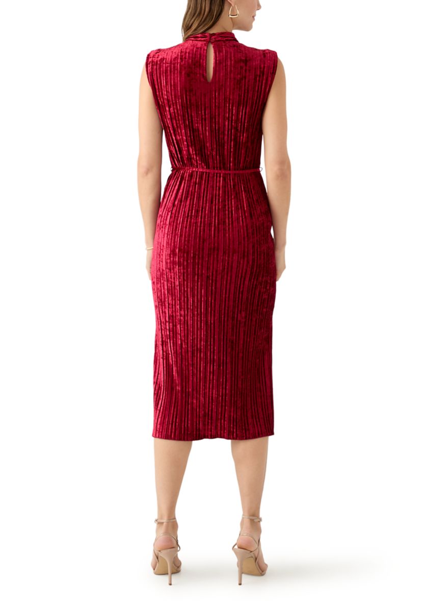 Womens Sleeveless Velvet Midi Dress