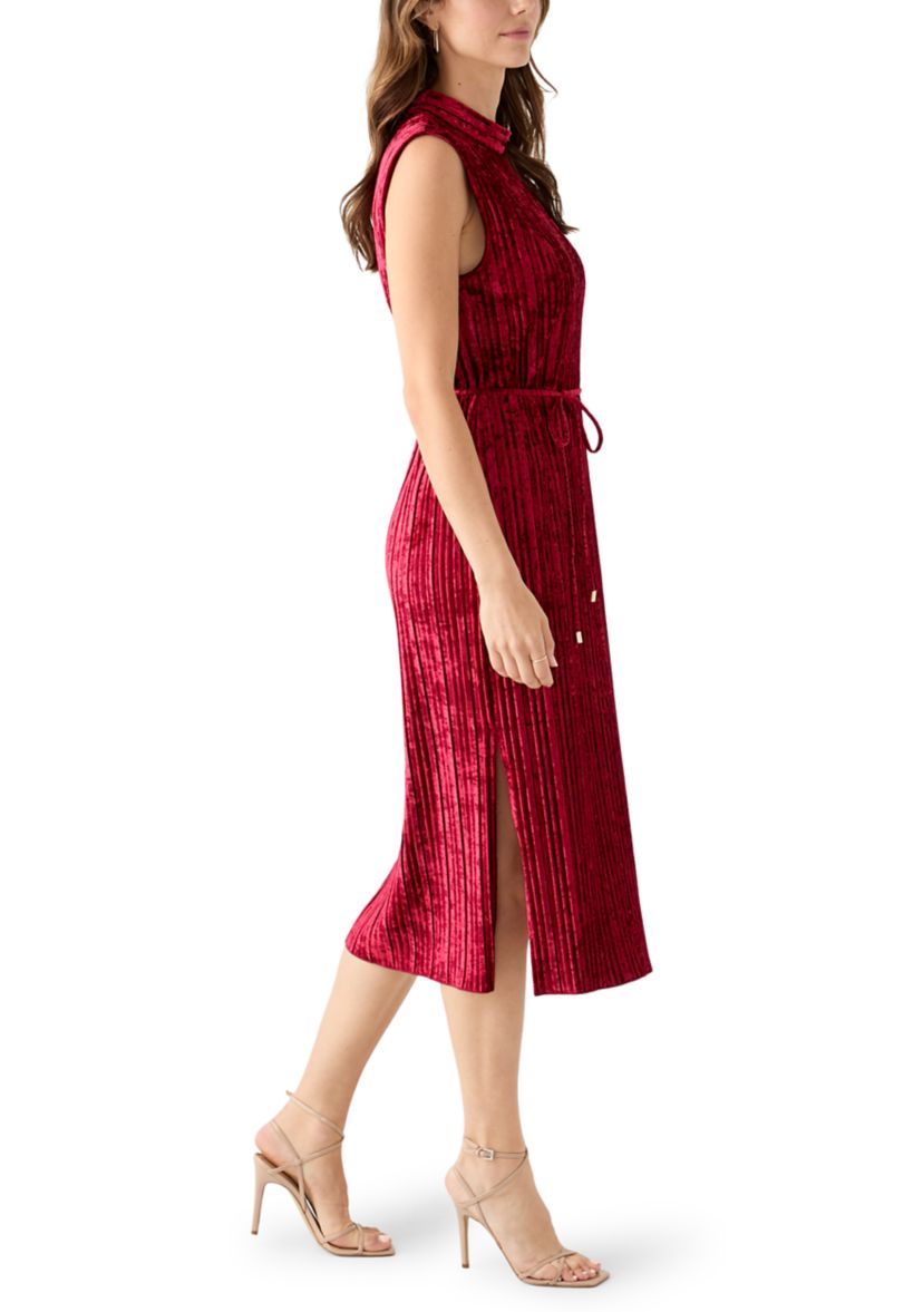 Womens Sleeveless Velvet Midi Dress