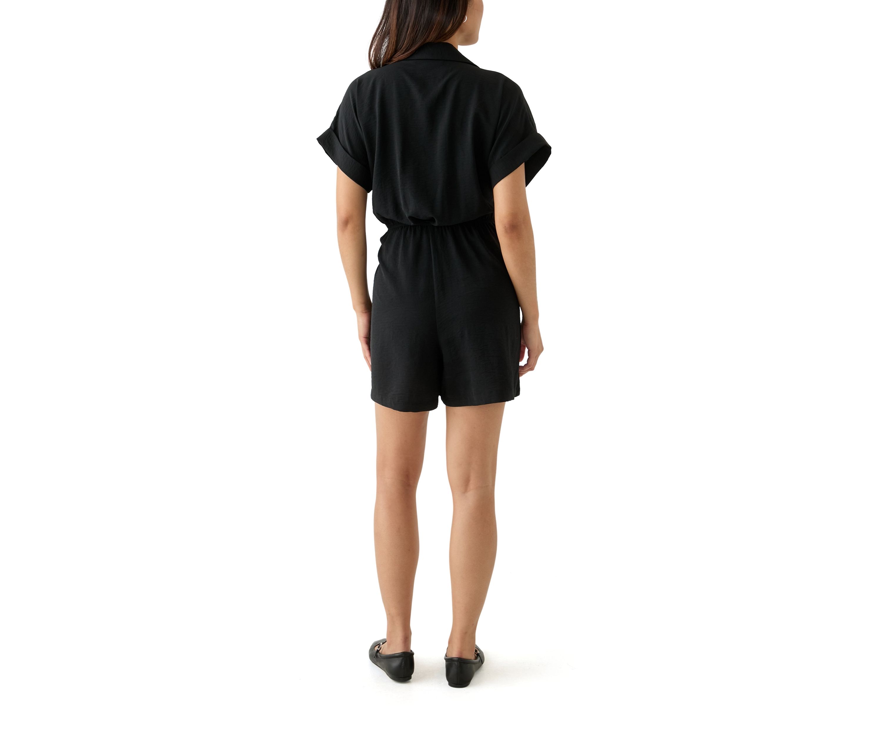 Womens Short Sleeve V-Neck Romper 